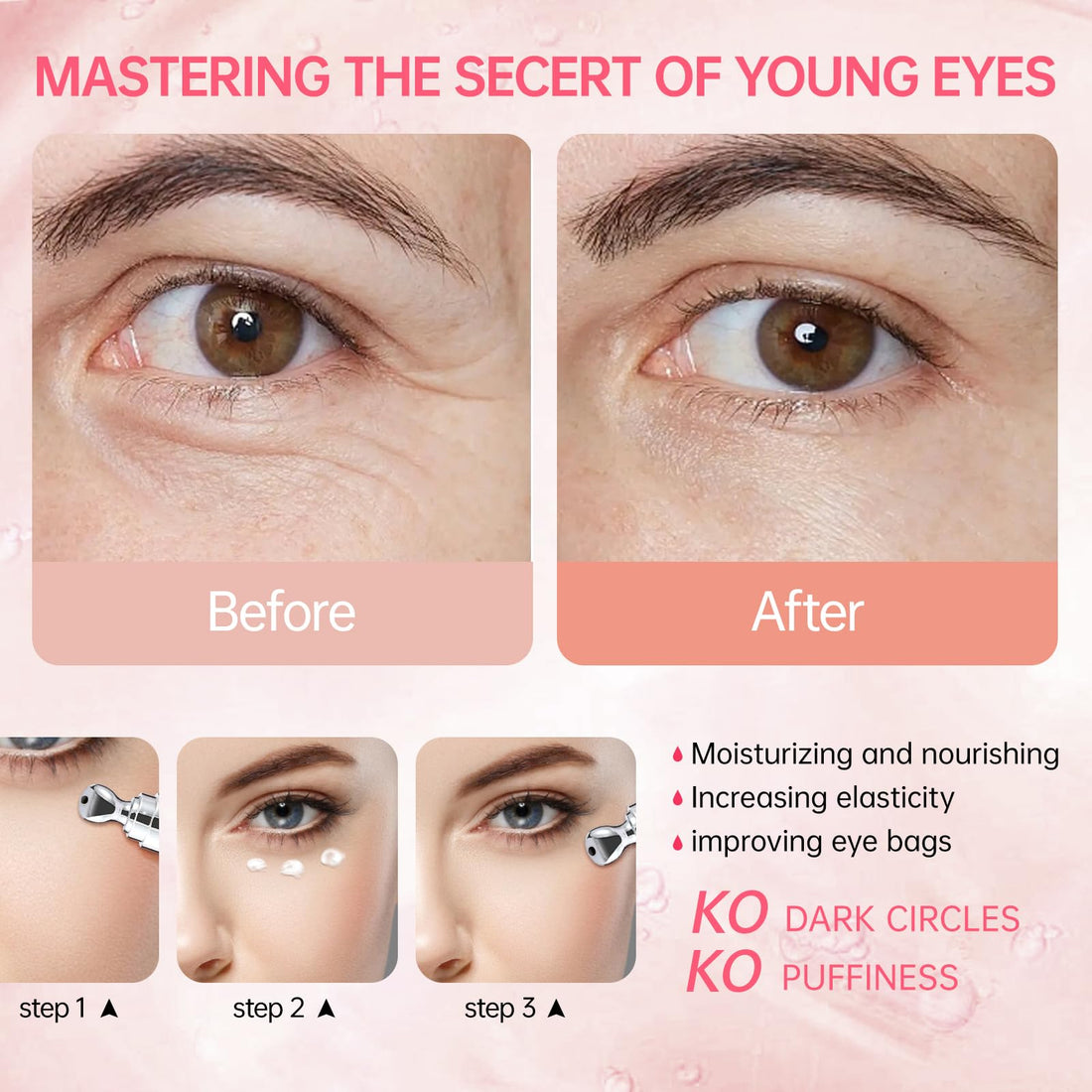 Instant Reduction of Eye Bags - Retinol Eye Cream Dark Circles,Bags Under Eyes,Eye Repair Cream Anti Aging Moisturizer,retinol,Under Eye Care Creams Suit Women Men Eye Firm Smooth firming eye-0.7 oz-H