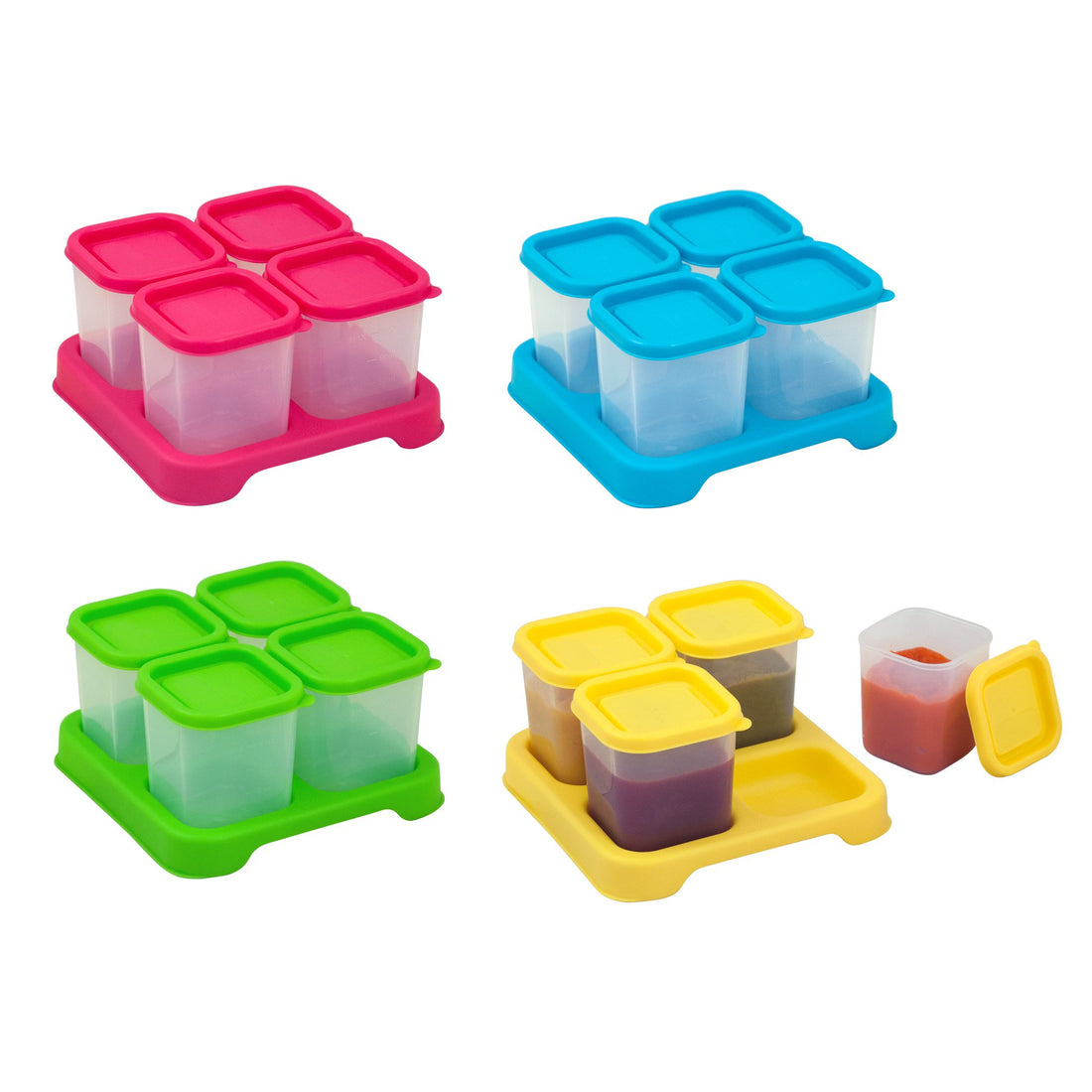 green sprouts Fresh Baby Food Unbreakable Cubes (4oz/4pk) | Store, carry, & serve homemade baby food | Lid provides leak-proof seal, Made from safer plastic, Embossed with measurements