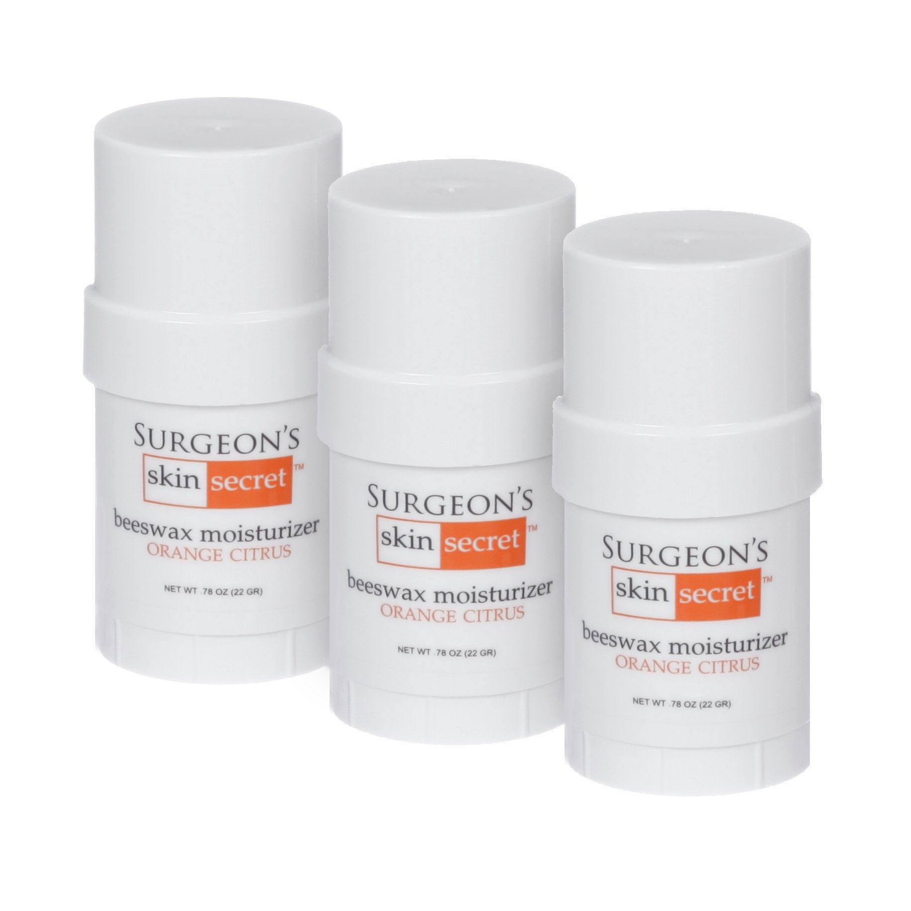 Surgeon's Skin Secret Beeswax Moisturizer .78oz. Twist-Up Stick (3 Pack) - Orange Citrus