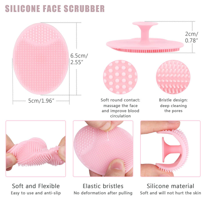 Yebeauty Silicone Facial Cleansing Brush, 5pcs Face Scrubber, 5pcs Nose Blackhead Remover and 5pcs Double-Sided Exfoliating Lip Brush Lip Exfoliator Tool for Sensitive, Delicate, Dry Skin, Set of 15