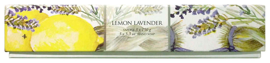 La Florentina: Limone Lavanda Bar Soaps, Lemon Lavender Scent, Bellosguardo Collection - Pack of 3 Soaps, 5.3 Ounces (150g) Each, Gift Box [ Italian Import ]