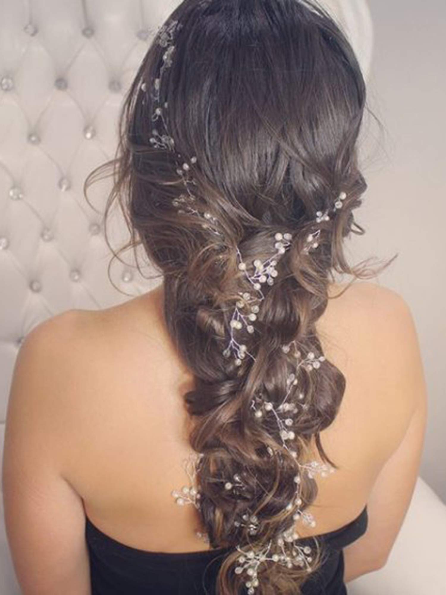 FXmimior 39.4IN Super Long Bridal Wedding Crystals Love Long Hair Vine Wedding Evening Party Headpiece