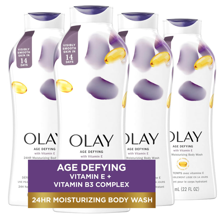 Olay Body Wash, Age Defying Vitamin E Body Wash, 22 Oz (4 Count)