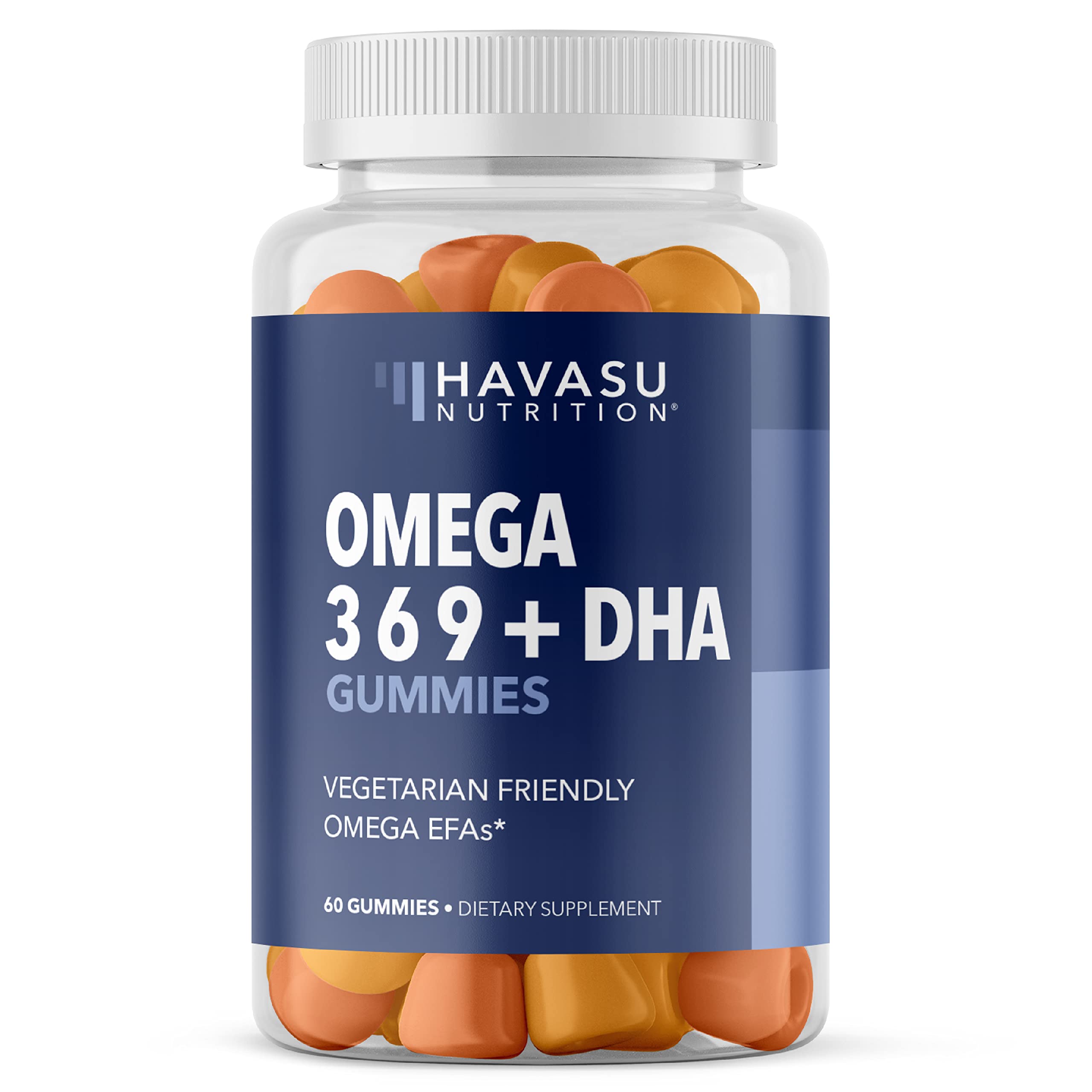 Omega 3 6 9 + DHA Gummies for Adults - Plant-Based Fish Oil Alternative with Chia Seed Oil and Algae - Support Brain and Immune Function - Lemon and Orange Flavors - Vegetarian Friendly - 60 Count