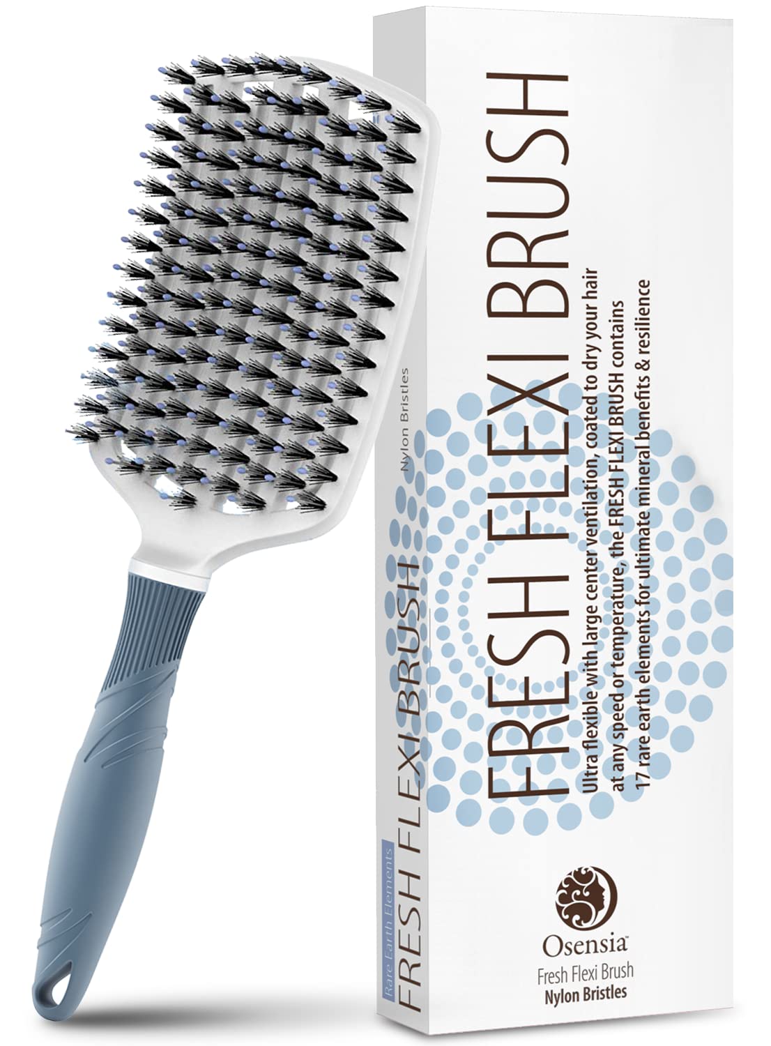 Boar Bristle Brush Detangler for Thick & Curly Hair â€“ Ceramic Coated Vent Brush for Fast Drying & Detangling â€“ Mineral Paddle Brush Smooths, by Osensia: Boar + Nylon