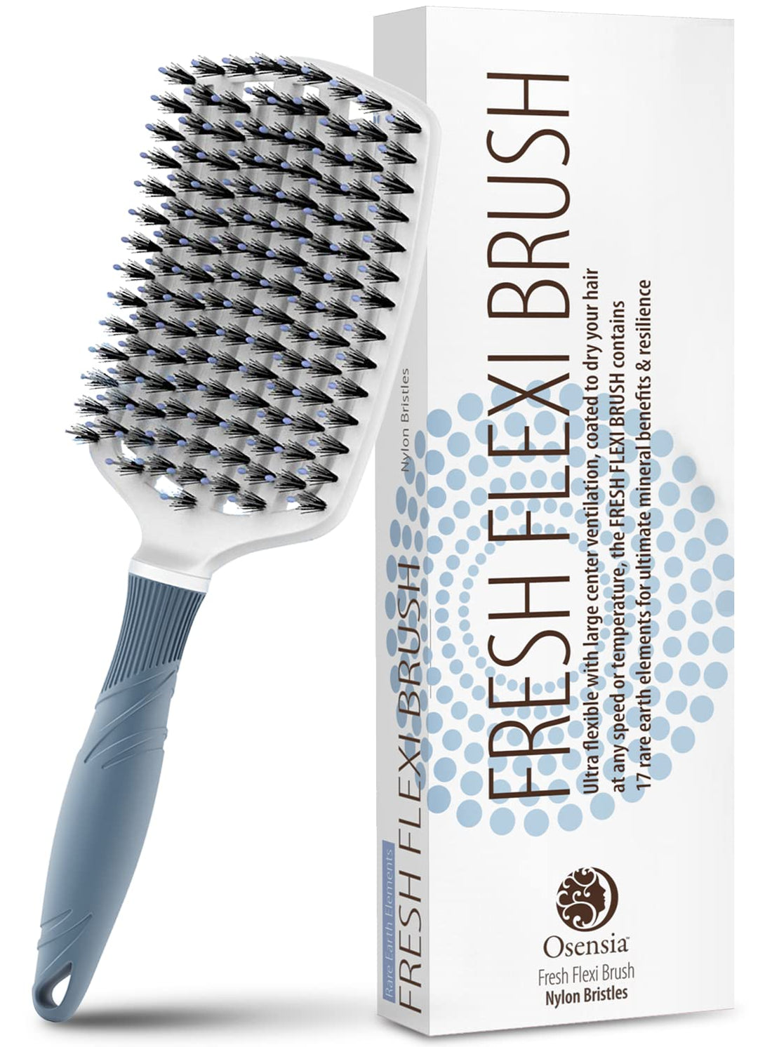 Boar Bristle Brush Detangler for Thick & Curly Hair â€“ Ceramic Coated Vent Brush for Fast Drying & Detangling â€“ Mineral Paddle Brush Smooths, by Osensia: Boar + Nylon