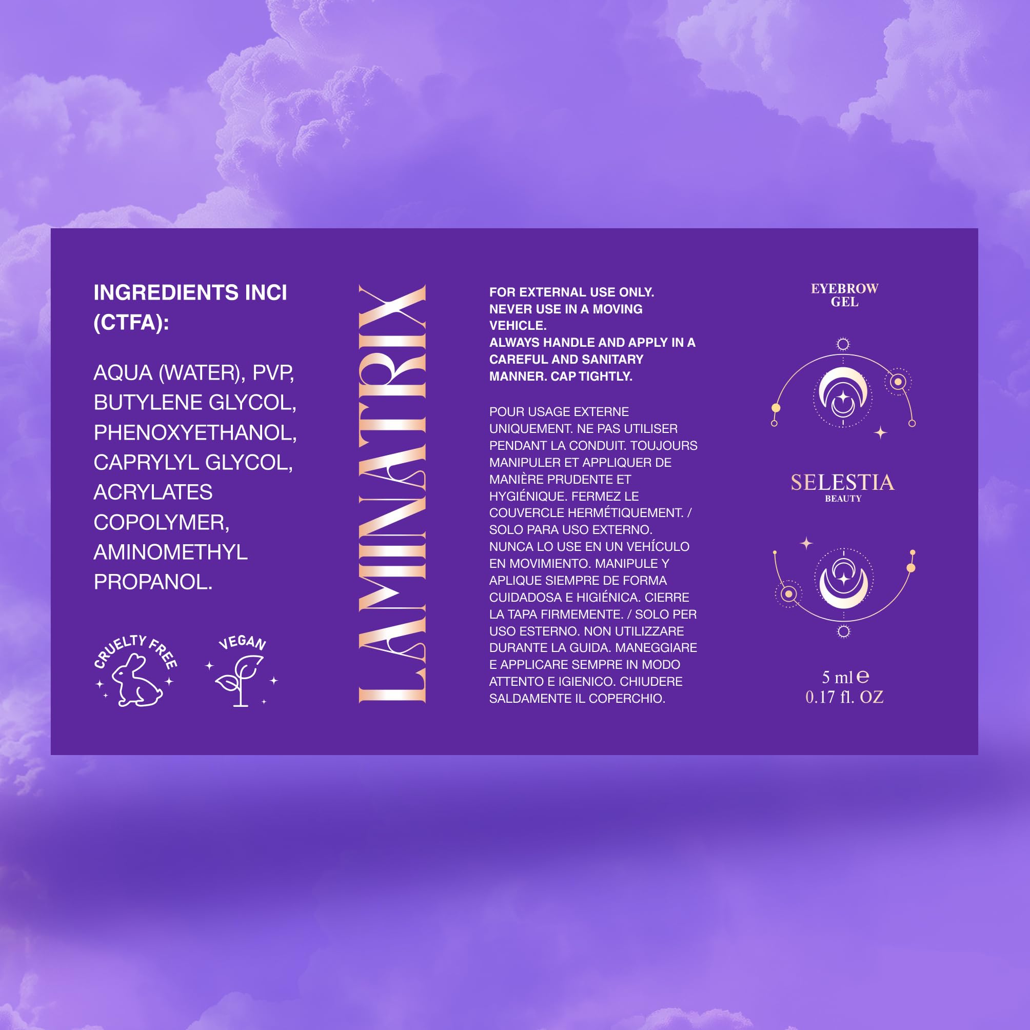 SELESTIA BEAUTY Clear Eyebrow Gel – Long-Lasting Formula for Laminated Look, Clump & Flake Free – Double-Sided Brush for Easy Application, 0.17 fl.oz. – Laminatrix