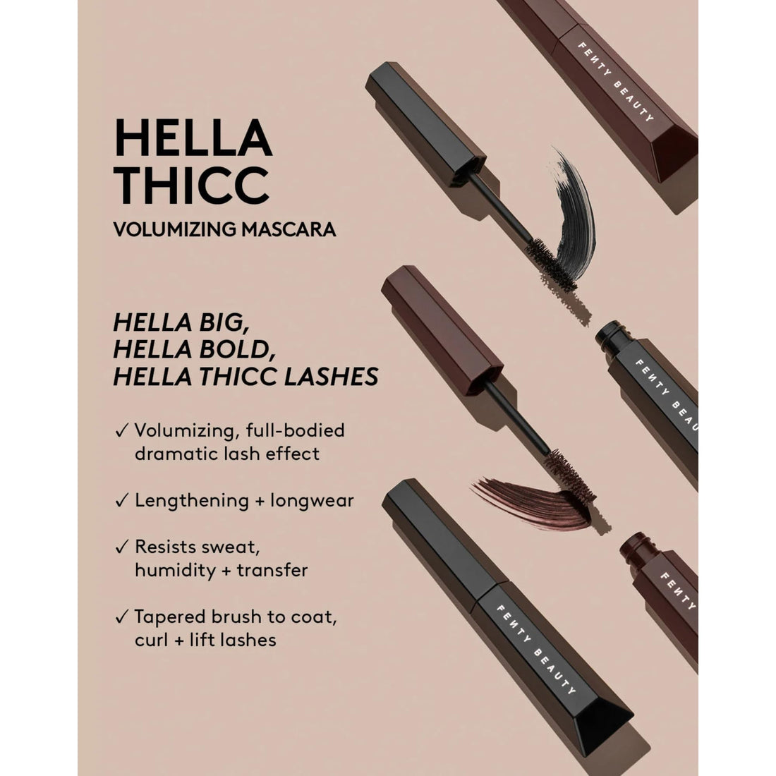 Fenty Beauty Hella Thicc Volumizing Mascara - 02 Let's Be Blunt (Brown) - 10 mL / 0.33 fl oz