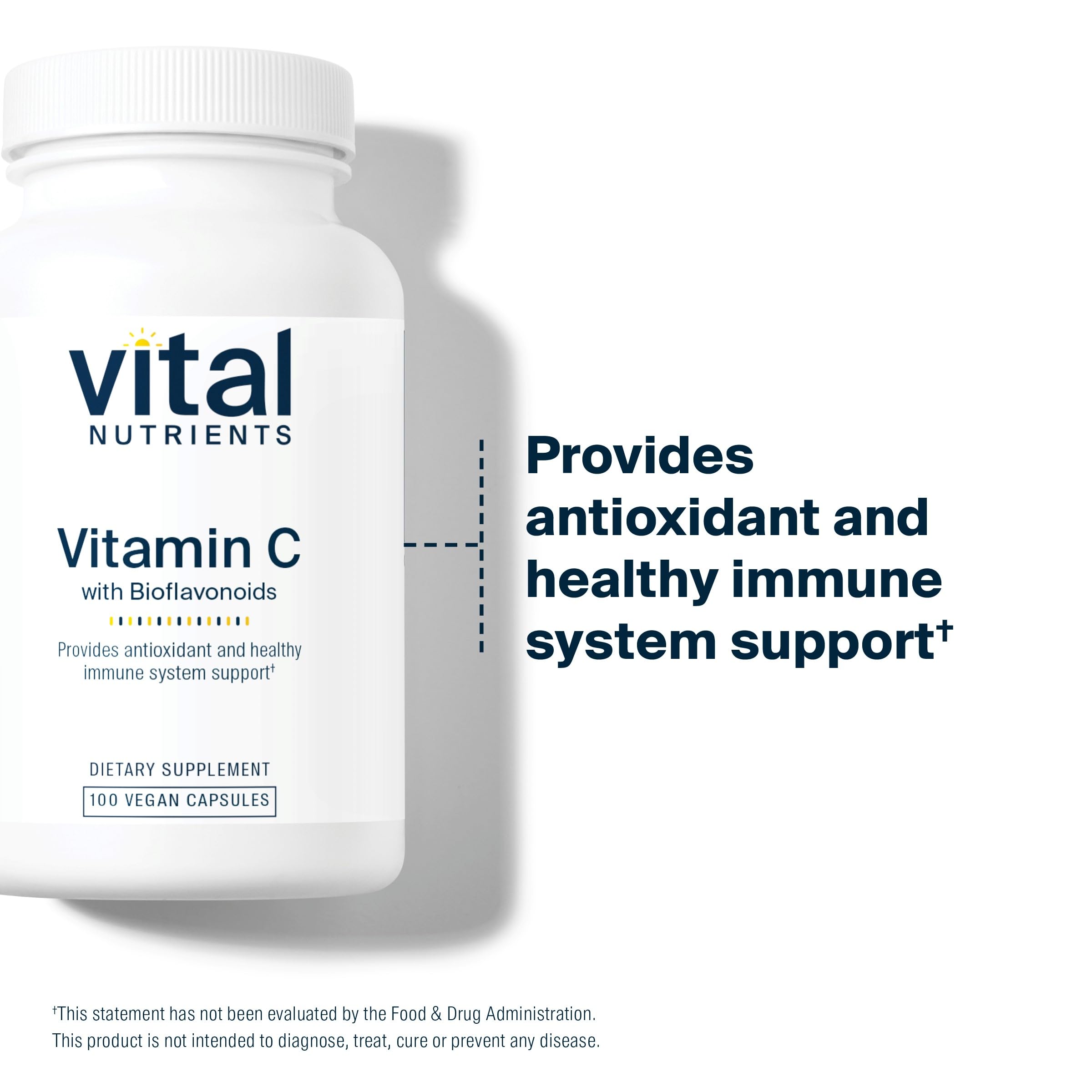 Vital Nutrients Vitamin C with Bioflavonoids | Vegan Supplement for Immune Support* | 1000mg Vitamin C and 500mg Citrus Bioflavonoid | Gluten, Dairy and Soy Free | Non-GMO | 100 Capsules