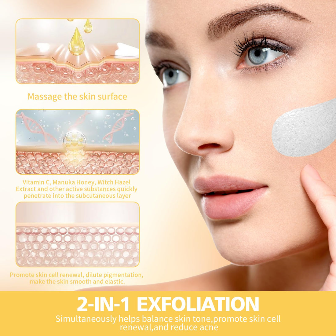CZZXI Face Scrub & Facial Exfoliator with Manuka Honey Vitamin C & Niacinamide Face Mask - Gentle Exfoliator for Reduces Dry Skin, Acne, Blackheads, Pore Size 4.23oz