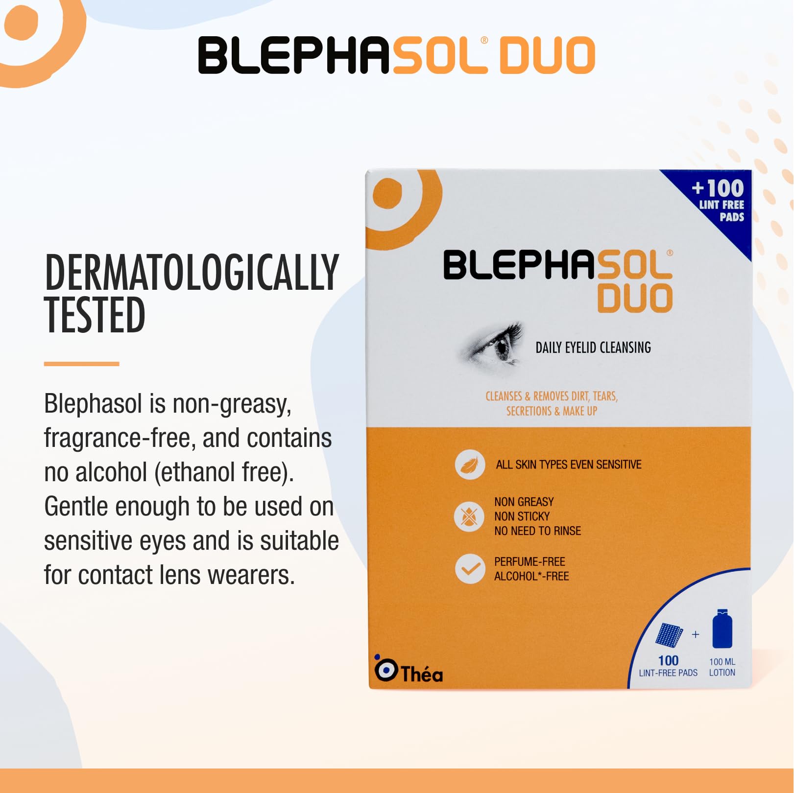 Thea Blephasol Duo Eyelid Hygiene Lotion with 100 pads, 100 ml