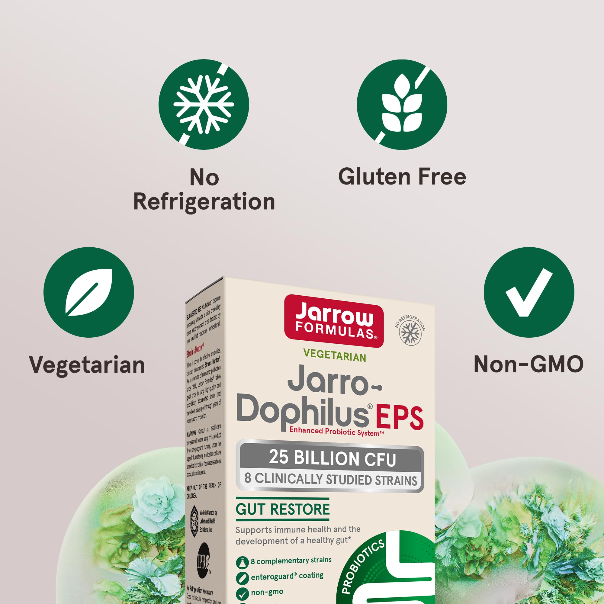 Jarrow Formulas Jarro-Dophilus EPS Higher Potency - 25 Billion Organisms Per Serving - 60 Veggie Caps - Multi-Strain Probiotic - Intestinal & Immune Health - 60 Servings