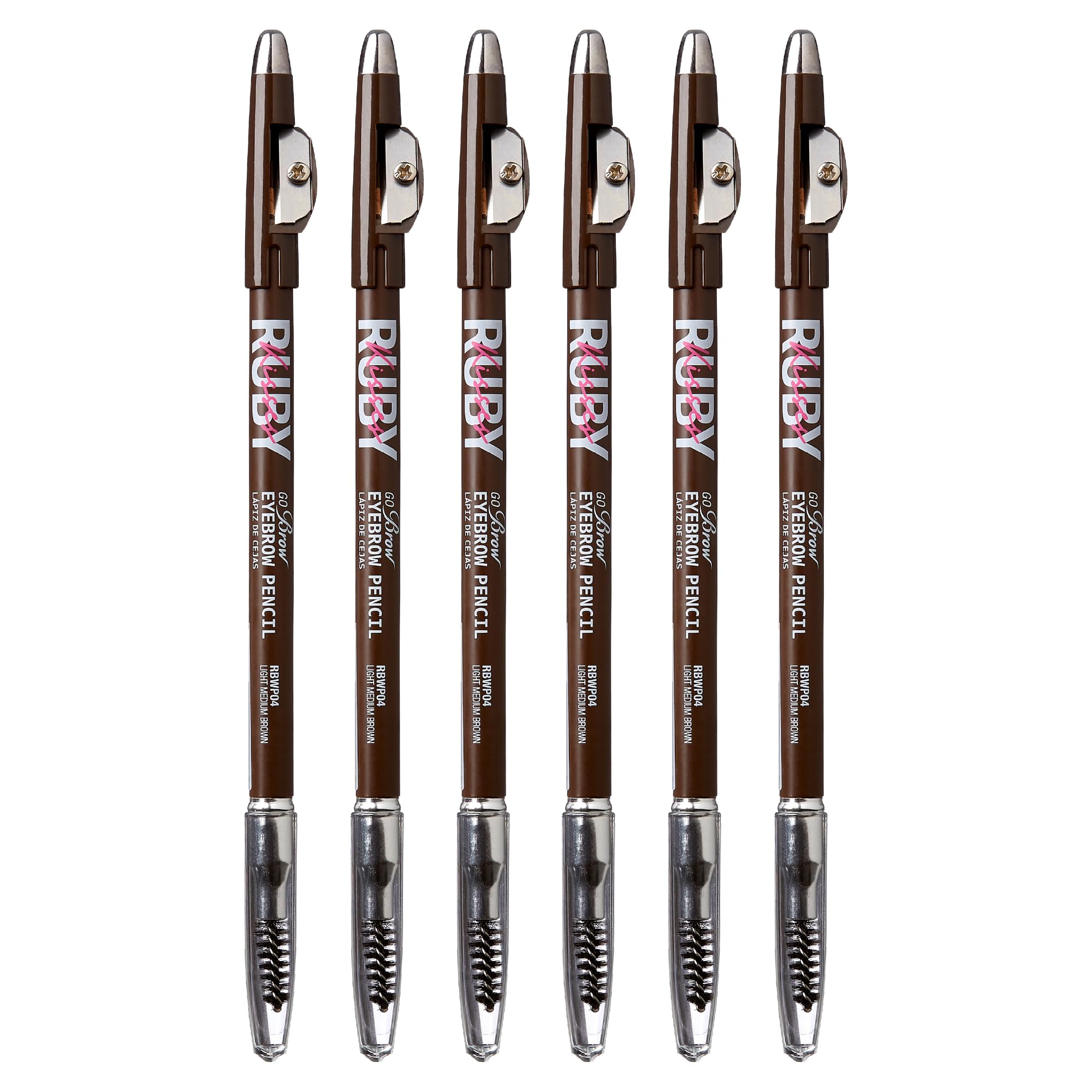 Kiss Go Brow Eyebrow Wooden Pencil Light Medium Brown(6 Pieces)