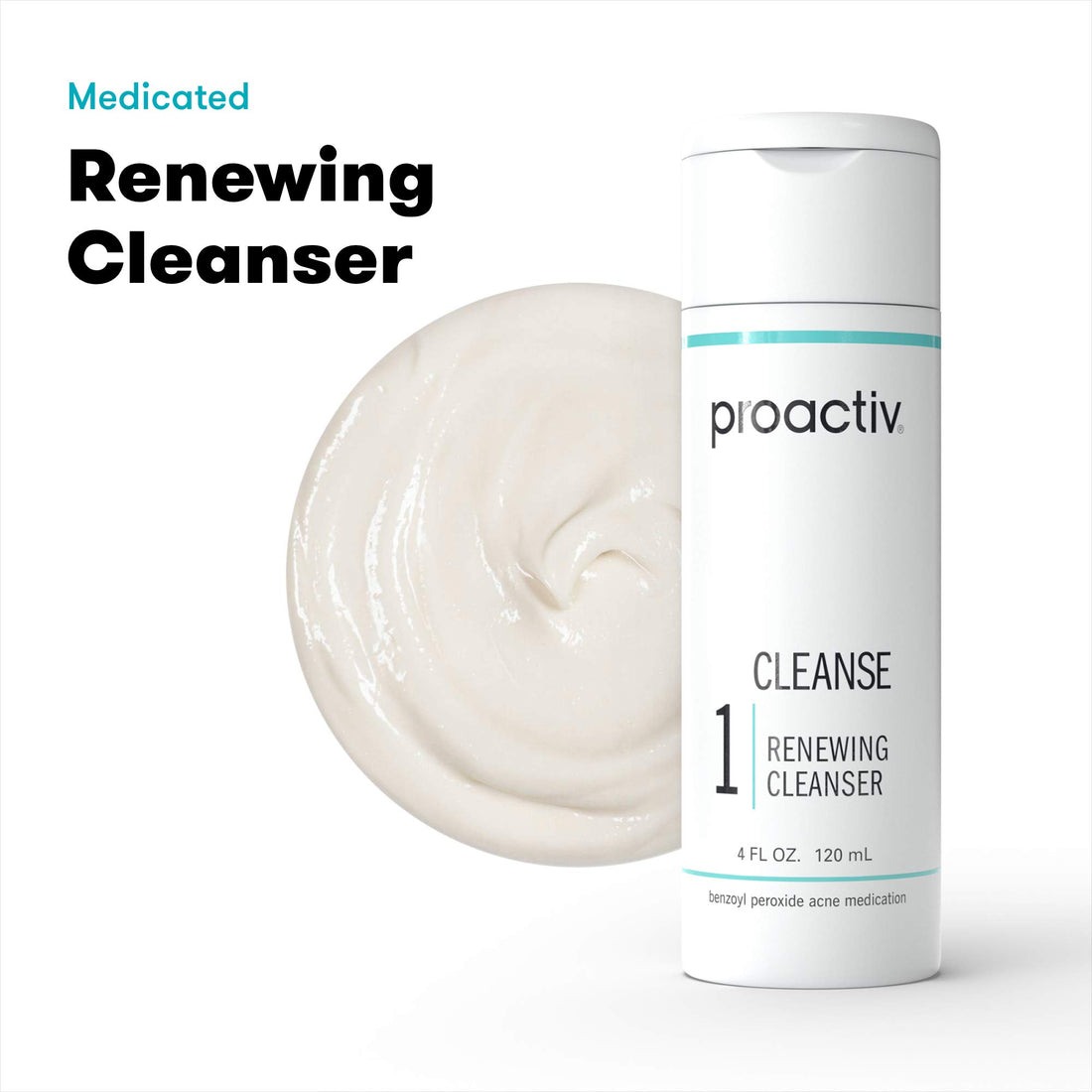 Proactiv - Benzoyl Peroxide Face Wash and Acne Treatment - Daily Facial Cleanser and Hyularonic Acid Moisturizer with Exfoliating Beads - 60 Day Supply, 4 Oz