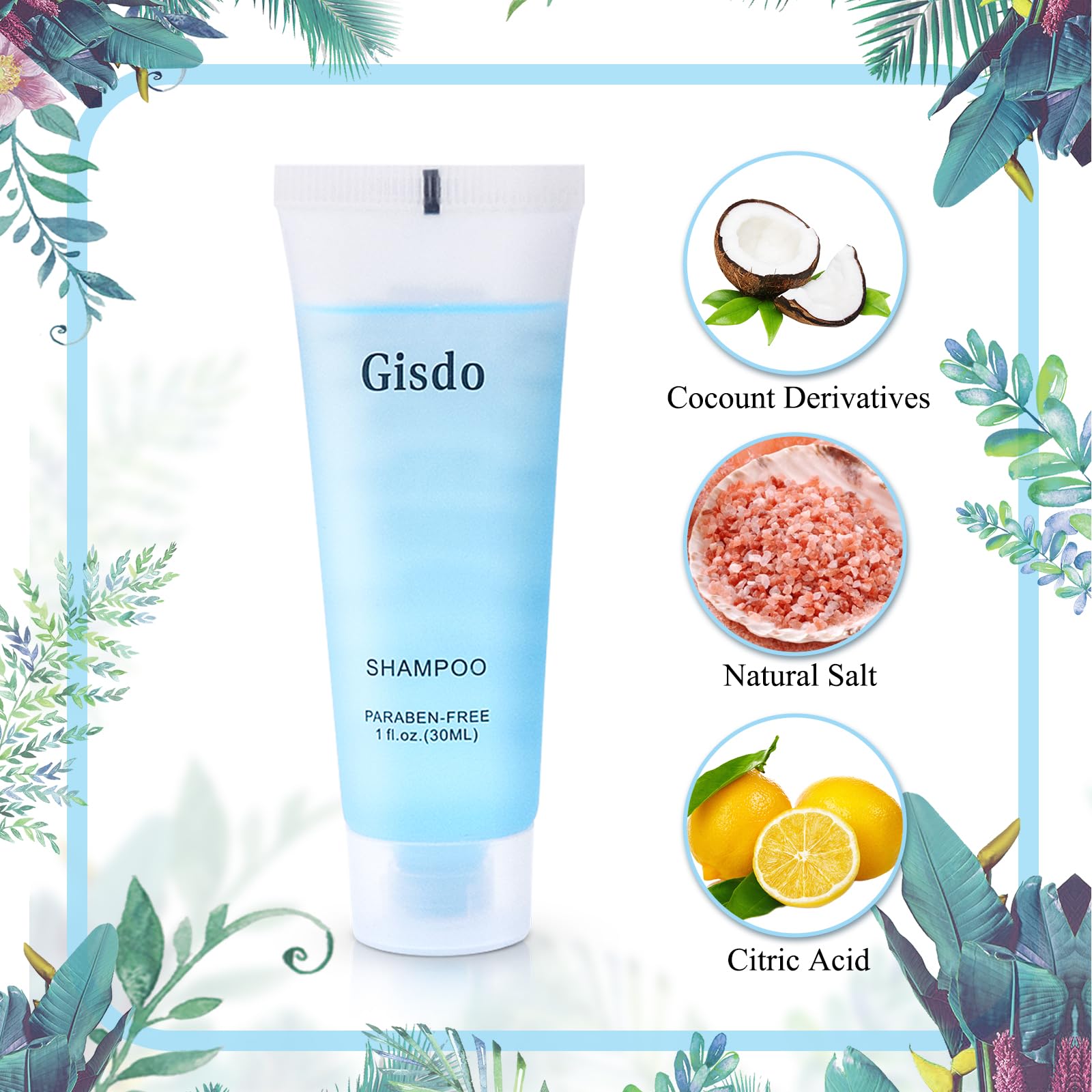 Gisdo 50 Pack Travel Size Shampoo Bulk, 30mL, 1 oz Hotel Shampoo Supplies for Guests, AirBnB Essentials, Travel Size Toiletries Bulk