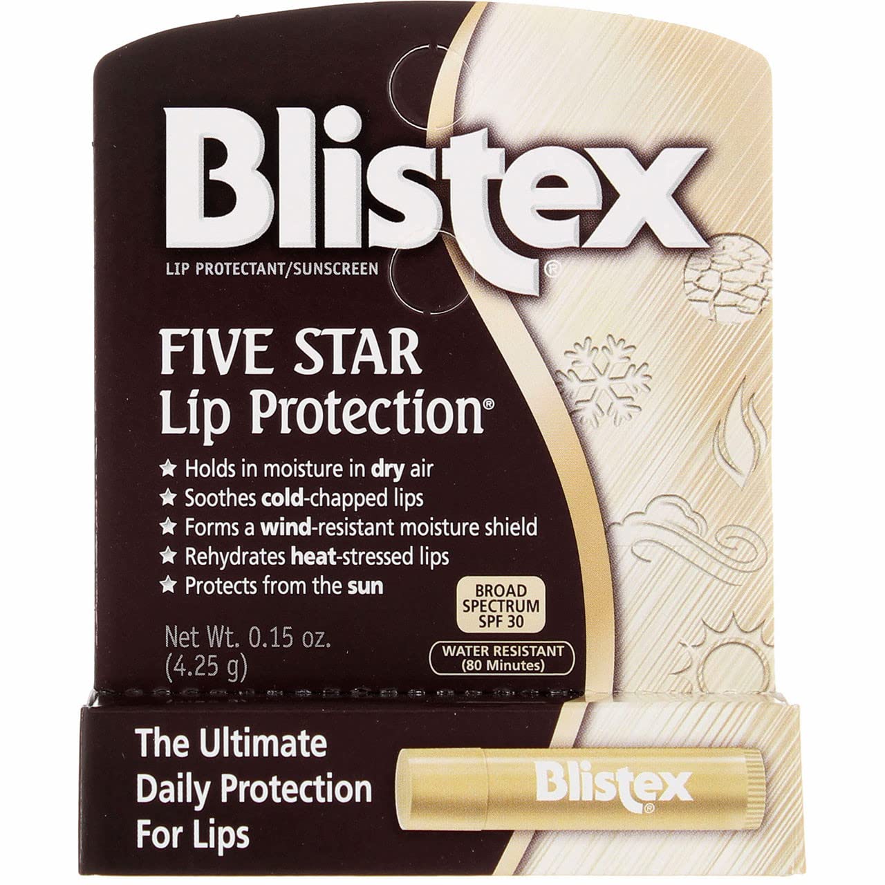 Blistex Five Star Lip Protection SPF 30 Lip Protectant 0.15 OZ (Pack of 12)
