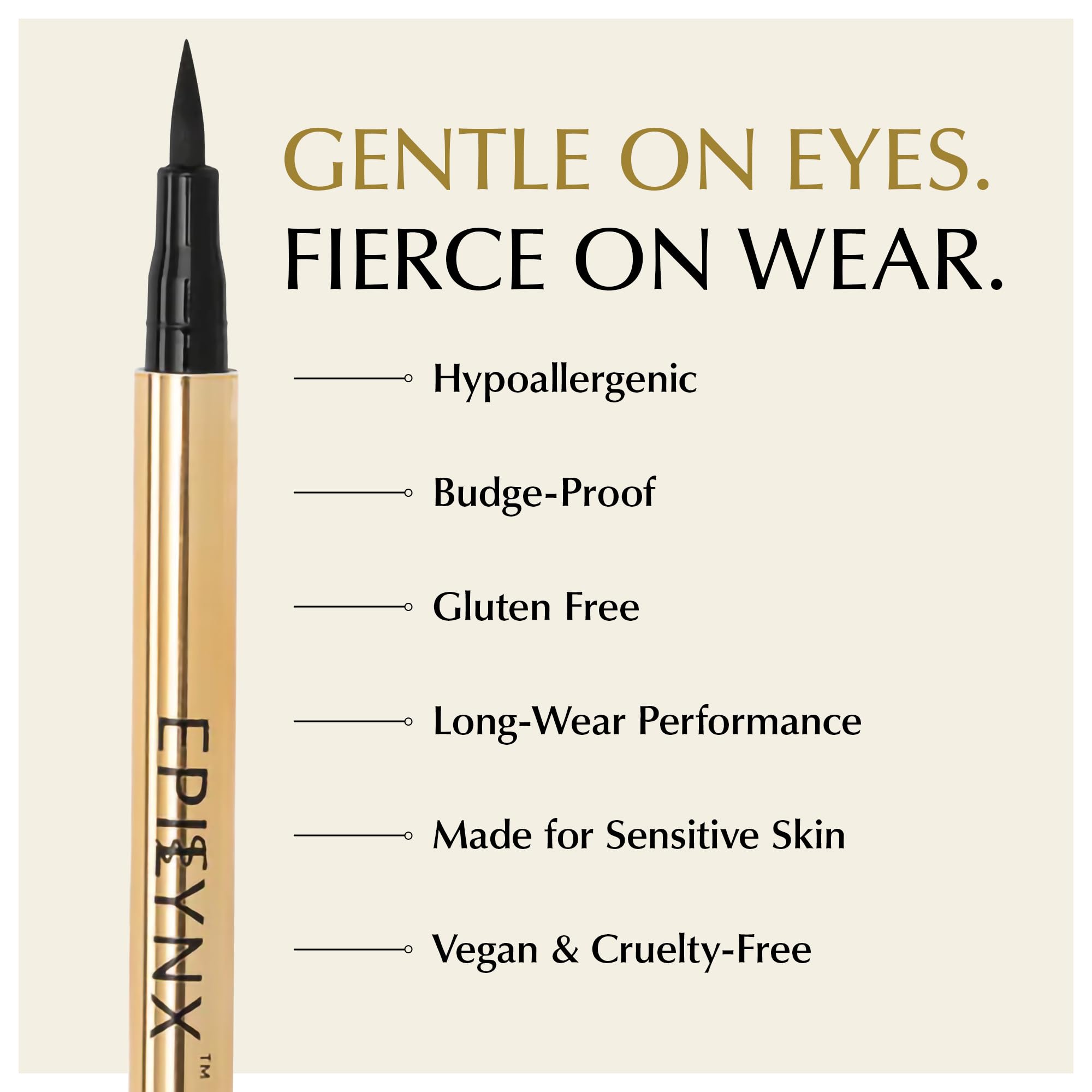 EPILYNX Waterproof Liquid Eyeliner - Smudge-Proof, Long-Lasting Vegan Liquid Eyeliner Pen with Precision Tip for Smooth Application, Gluten-Free, Hypoallergenic Eye Liner - 2mL Black