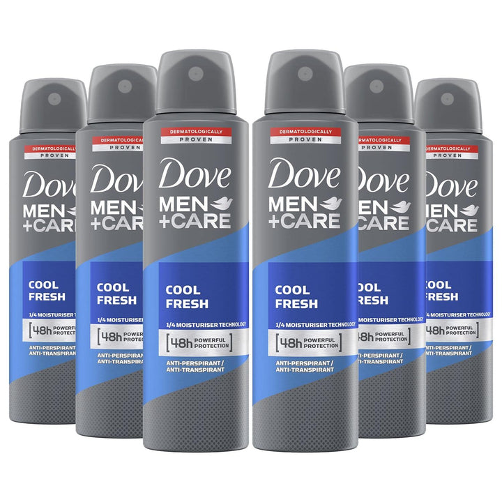 Dove Men + Care Cool Fresh Spray Deodorant & Anti-Perspirant 150Ml / 5.07 Oz, Pack Of 6