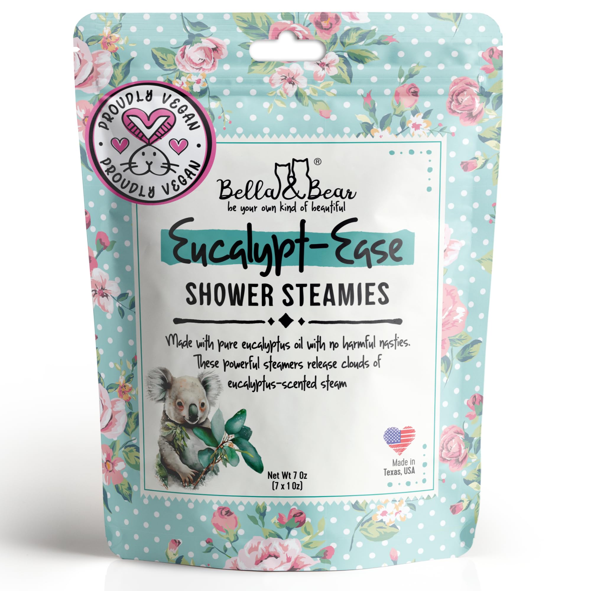 Bella & Bear Shower Steamers Eucalyptus Shower Bombs Aromatherapy, Shower Tablets - Eucalypt-Ease Shower Steamers with Essential Oils - Home Essentials Bath Bombs Tablets (7)