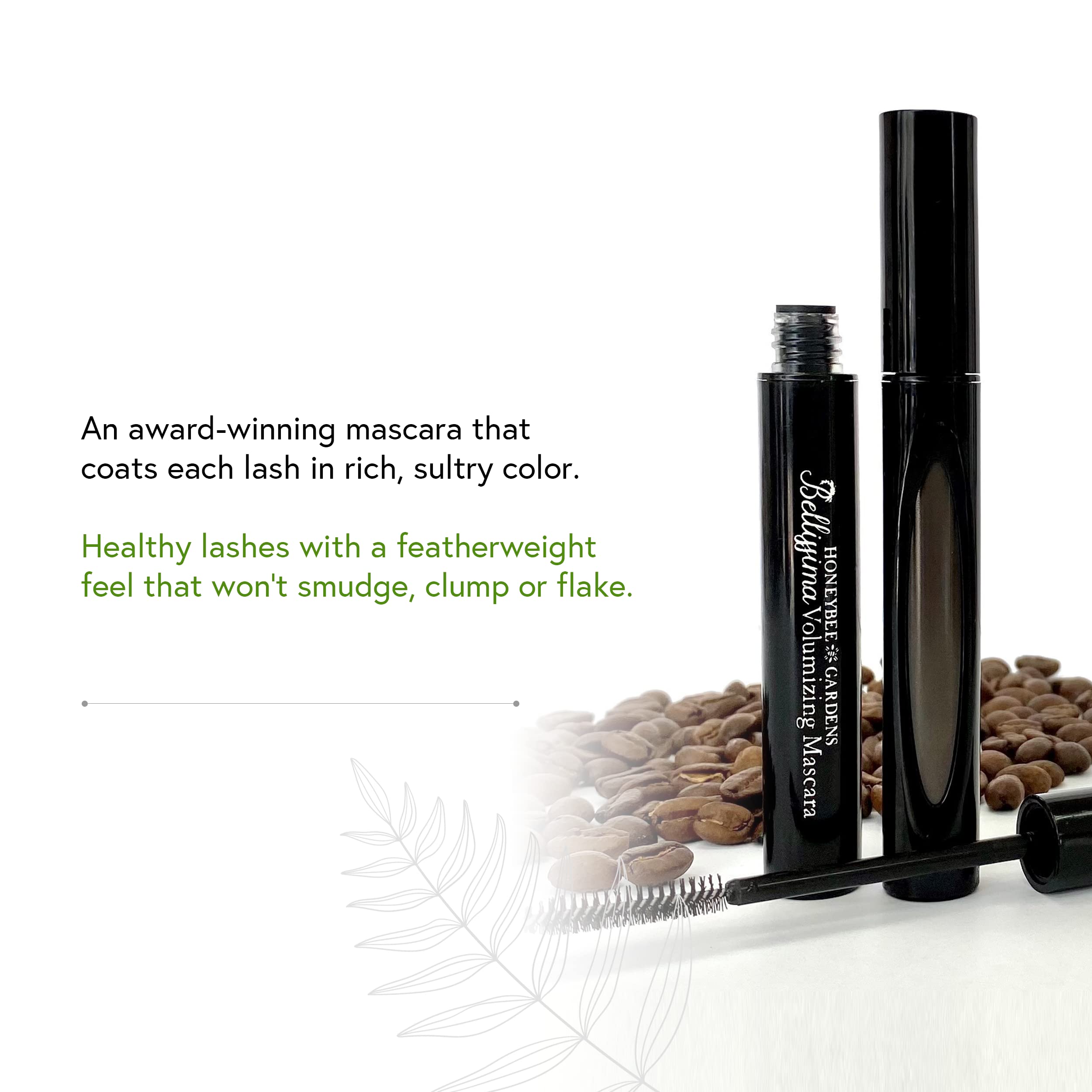 Honeybee Gardens Bellissima Volumizing Mascara In Coffee Bean, Lightweight And Bold, Non-Smudging, Vegan, Gluten-Free, Cruelty-Free, Net Wt. 0.13 oz.