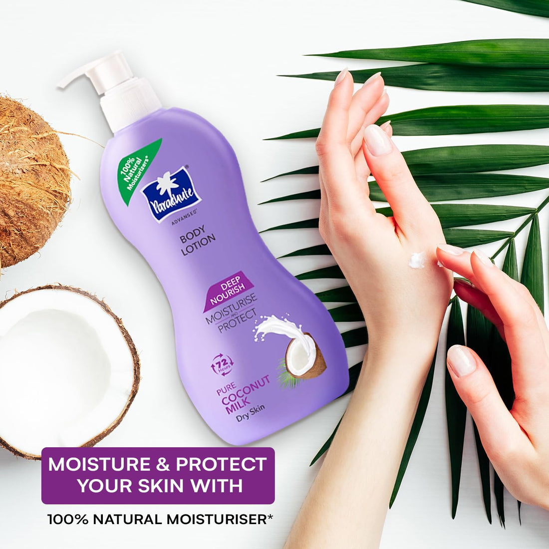 Parachute Advansed Deep Nourish Body Lotion with Pure Coconut Milk| For Women & Men |Restore Dry Skin| 100% Natural, 72h moisturization |13.5 Fl.oz. (Pack of 2)