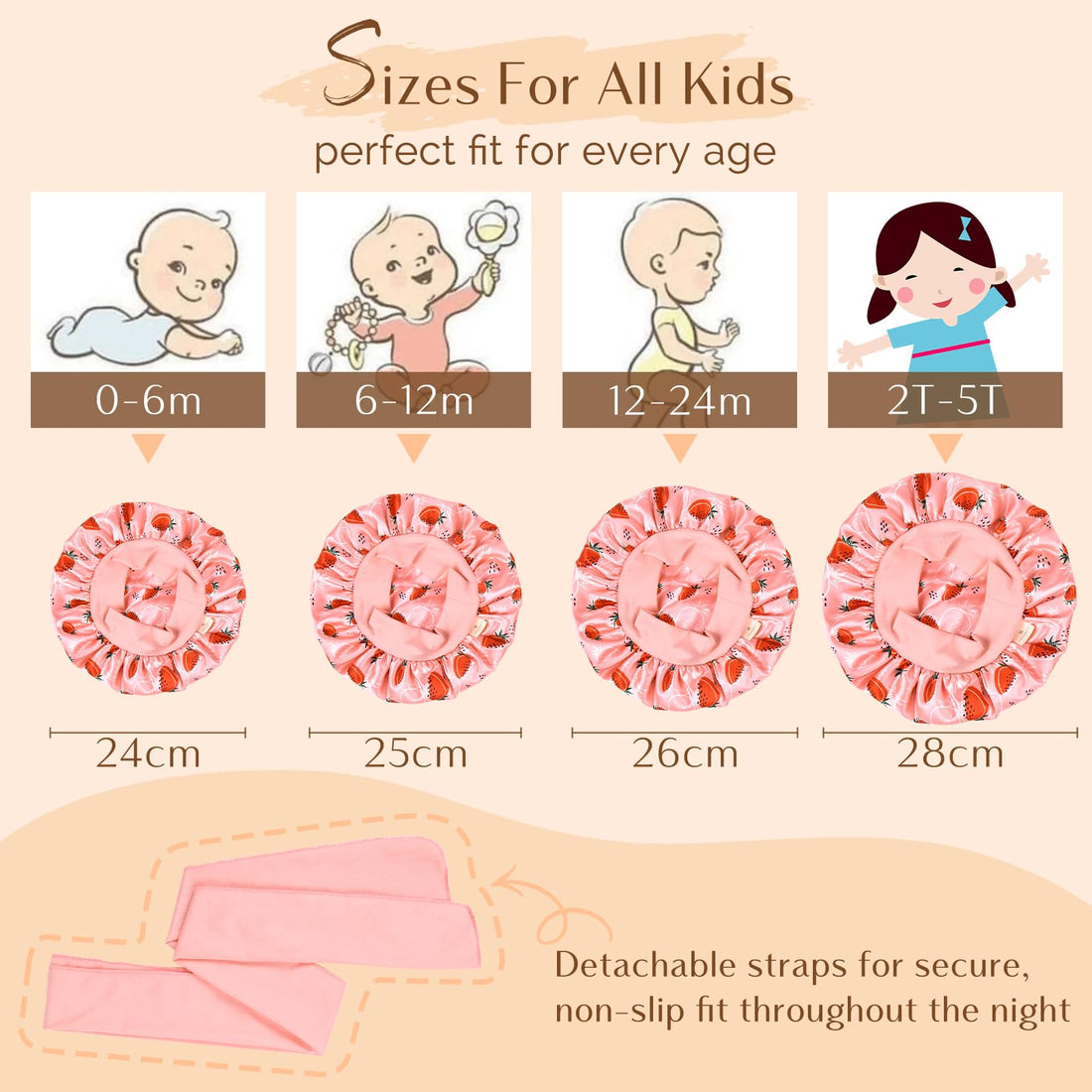 YANIBEST 2 Pcs Baby Satin Bonnet for Sleeping Kids Double Layer Sleeping Caps for Toddler Silk Bonnet Elastic Wide Band