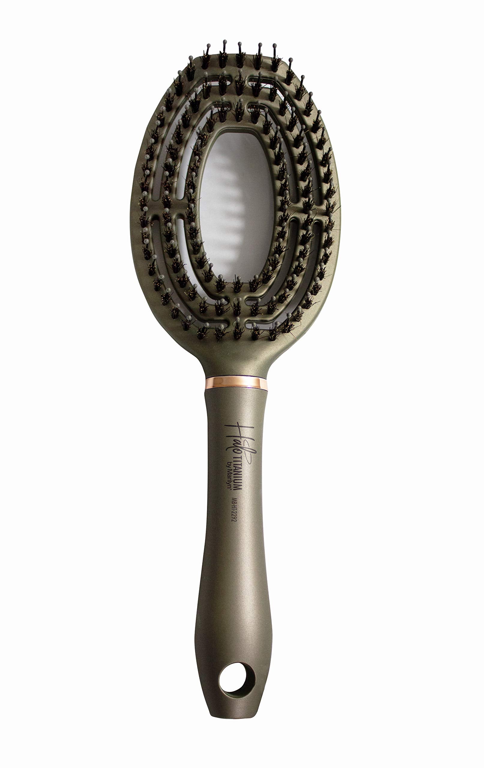 Marilyn Brush Halo Titanium Paddle Brush - Blowout, Smoothing Paddle Brush Boar/Nylon Mixed Bristles - Titanium | Achieve Faster Drying Time | Great for Sensitive Scalps, Wigs and Extensions