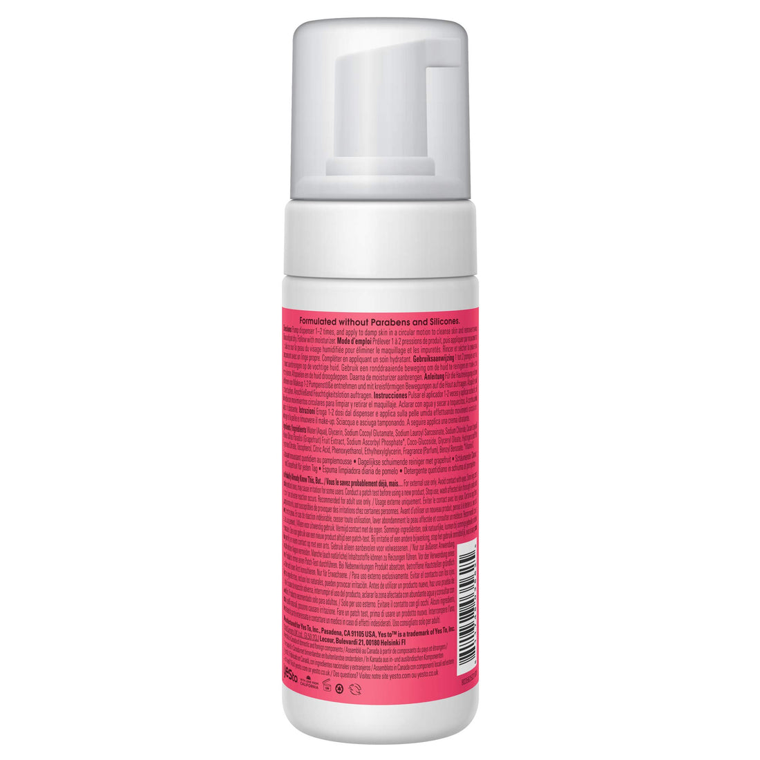 Yes To Grapefruit Daily Foaming Cleanser, 5 Fl Oz + Dull and Uneven Skin + Cleanse and Brighten Skin + Vitamin C + Vegan + 95% Natural Ingredients