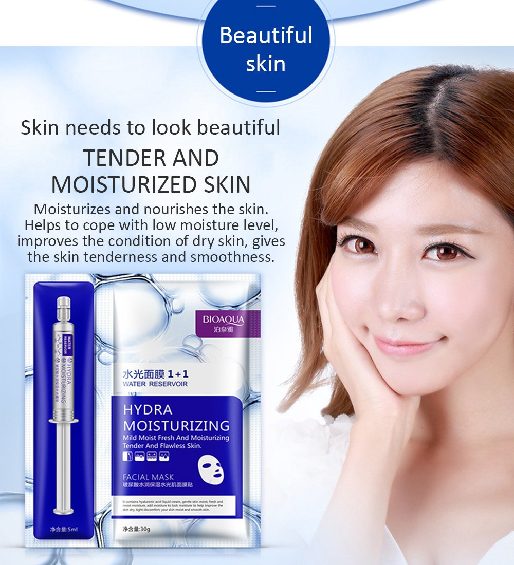 hyaluronic acid moisturizing essence + facial mask sheet BIOAQUA masks beauty skin care face mask set hydra moisture