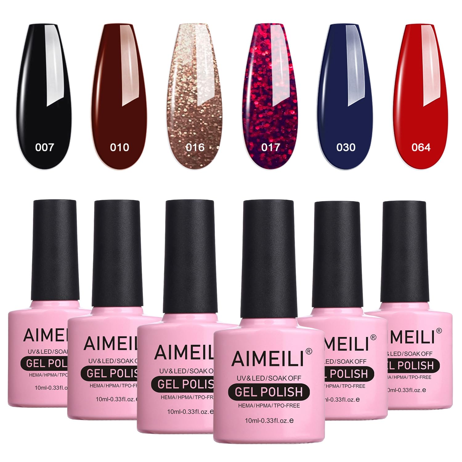 AIMEILI Soak Off UV LED Gel Nail Polish Multicolour / Mix Colour / Combo Colour Set Of 6pcs X 10ml - Kit Set 21