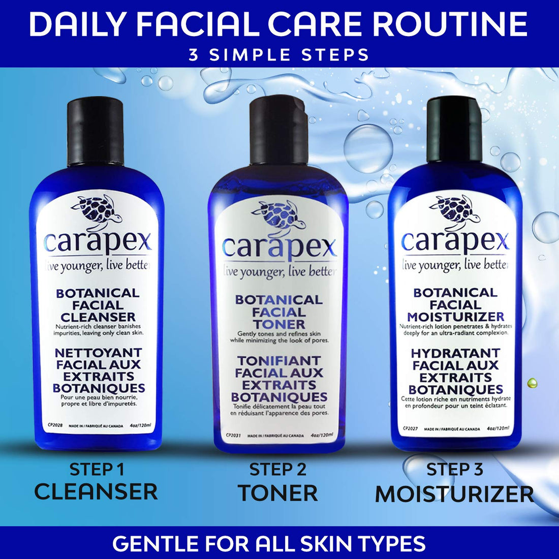 Carapex Botanical Facial Toner, Natural & Gentle, Alcohol & Fragrance Free, Anti Aging (Single)