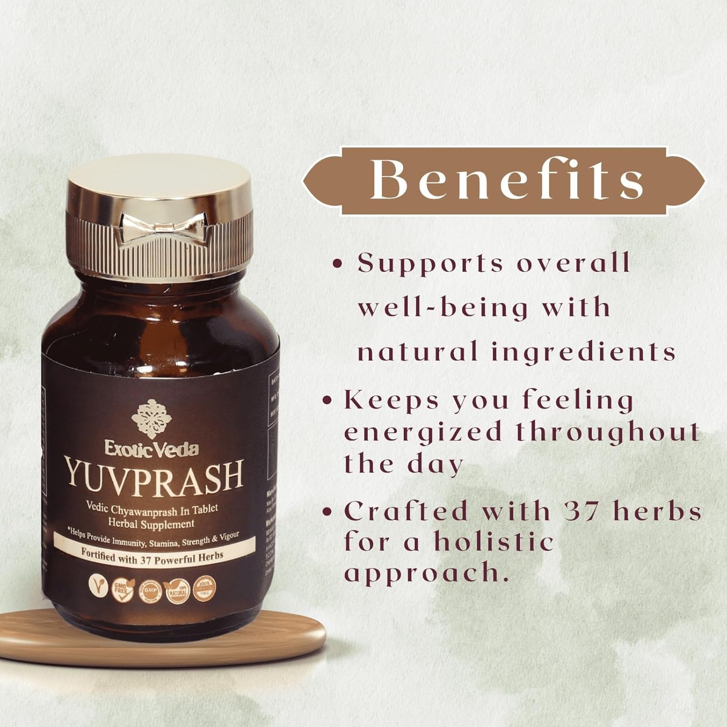 Exotic Veda Chyawanprash Tablets, YuvPrash Vedic Chyawanprash Sugar Free for Women and Men, Daily Multivitamins: 60 Tablets