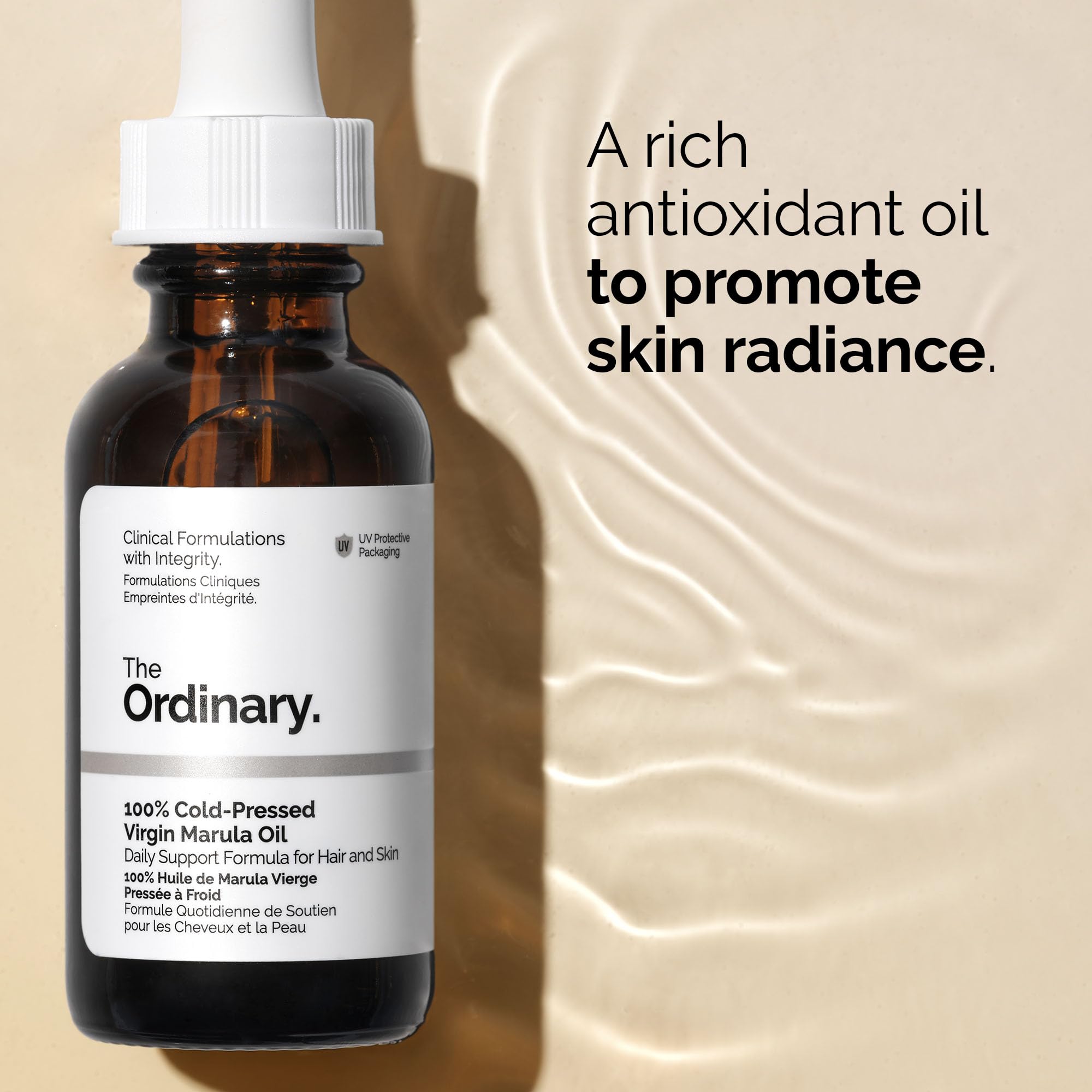 The Ordinary 100% Cold-Pressed Virgin Marula Oil, Antioxidant-Rich, Unrefined Oil for Radiant Skin, 1 Fl Oz