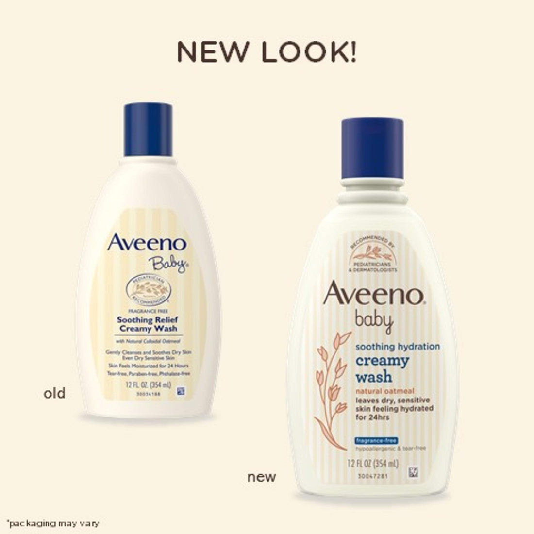 Aveeno Baby Soothing Relief Cream Wash, 12 Ounce (Pack of 2)