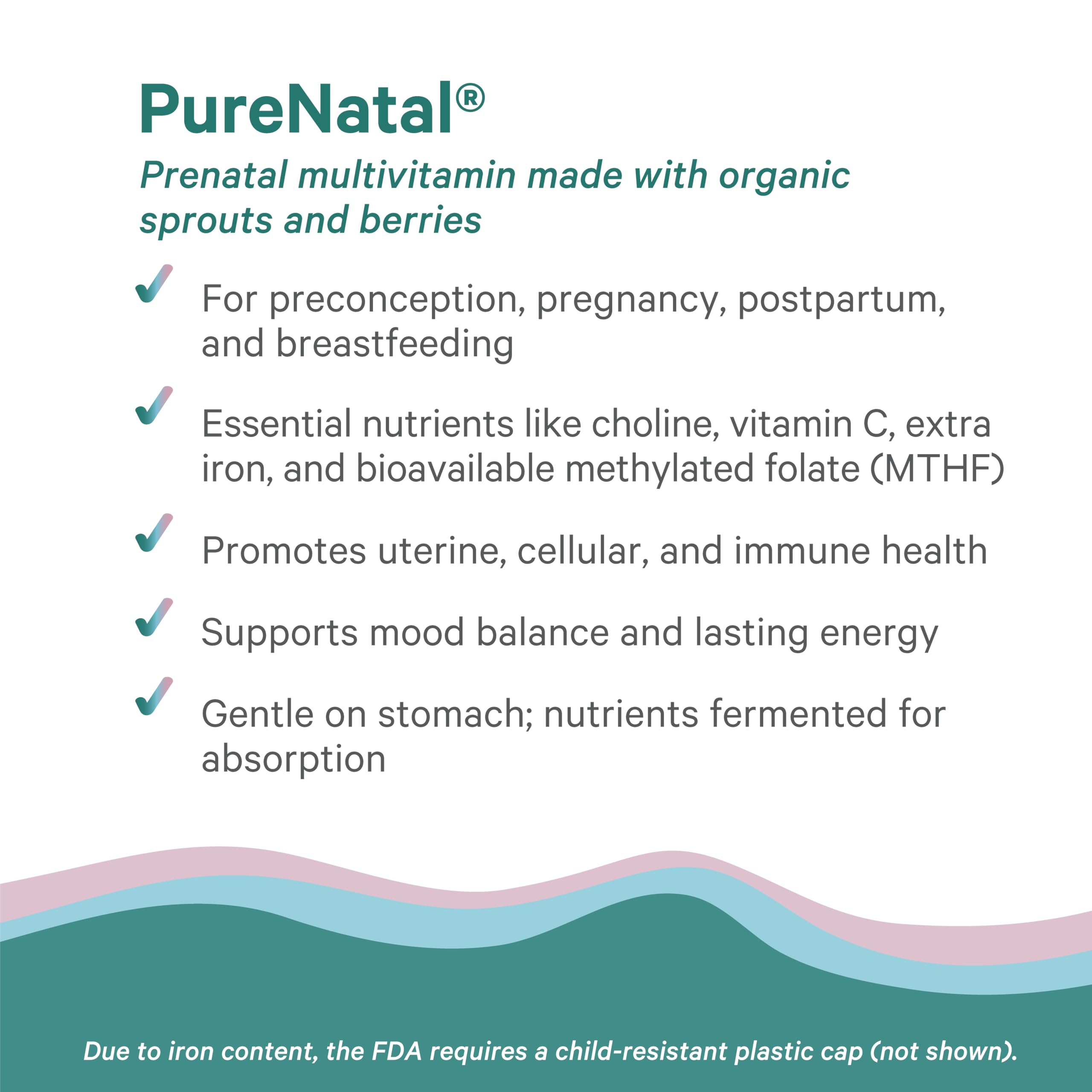 PURE SYNERGY PureNatal Prenatal Vitamins | Vegan Supplement Made with Organic Whole Foods | with Natural Iron, Folate, and Choline | for Pre-Conception, Pregnancy and Breastfeeding (120 Tablets)