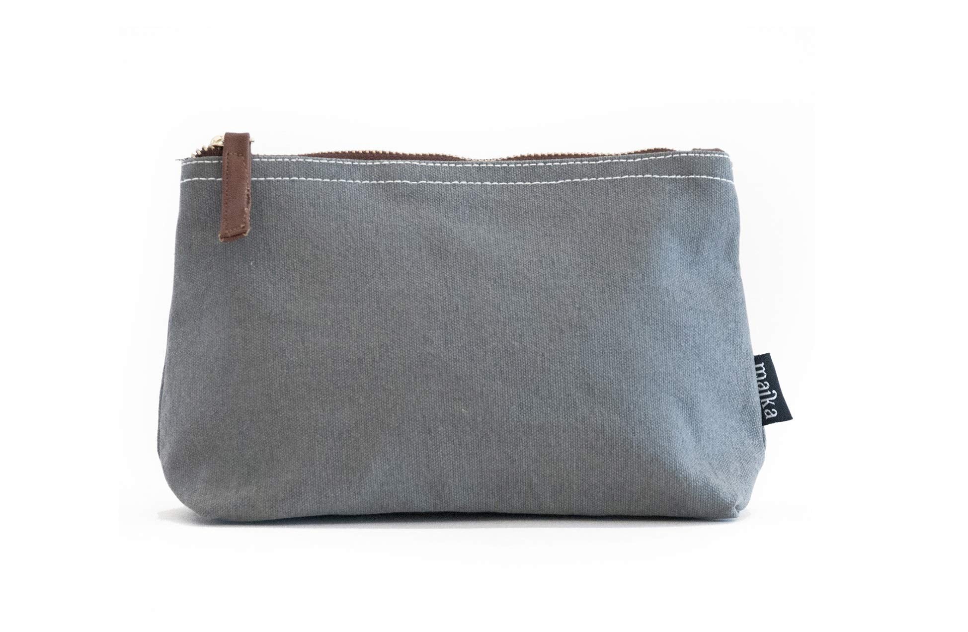 Maika Cosmetic Bag Pouch Waxed Ash, Large