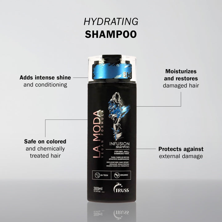 TRUSS La Moda Infusion Shampoo for Dry, Dull, Damaged Hair - 100% Vegan Keratin & Collagen Anti-aging, Color Safe Shampoo Deeply Hydrates, Protects & Restores for Strong, Soft, Shiny Hair