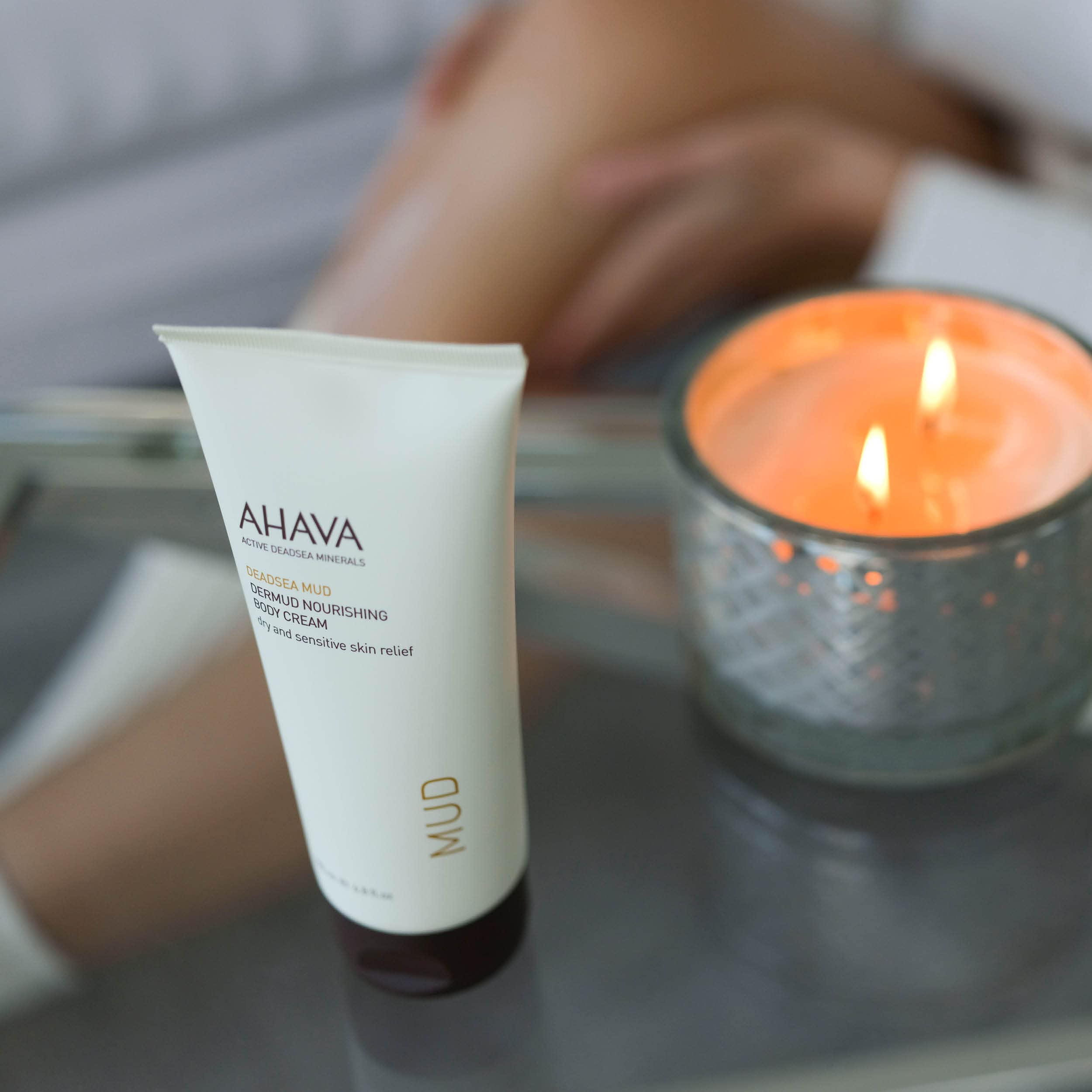 AHAVA Dermud Nourishing Body Cream - Relieves Roughness, Softens Skin, Hydrates Dry & Sensitive Skin, Enriched by Dermud Mud Complex, Osmoter, Aloe Vera Leaf, Vitamin E, Zinc & Allantoin, 3.4 Fl.Oz