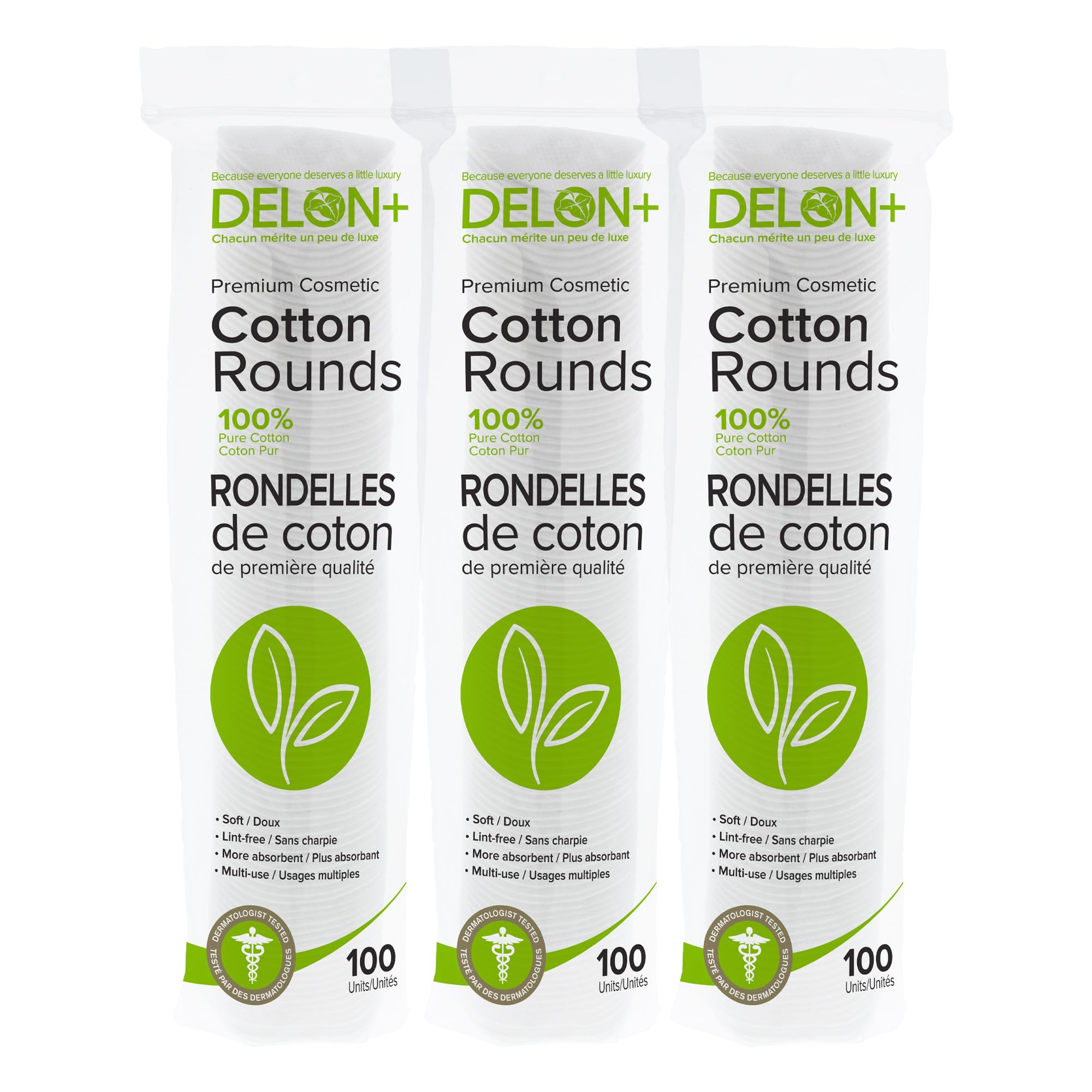 Delon 100% Cleansing Cotton Rounds, 300 Count