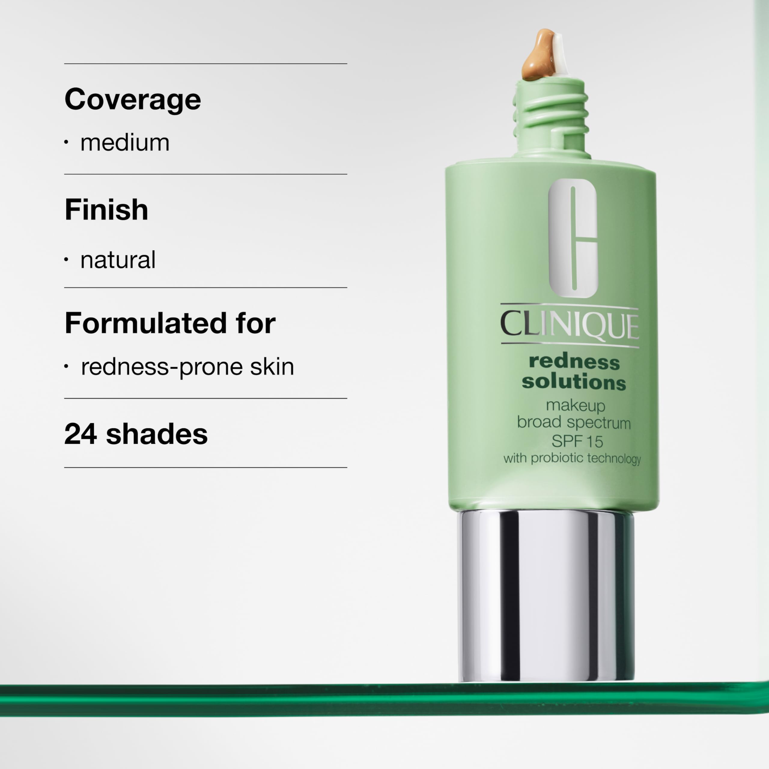 Clinique Redness Solutions Liquid Foundation Makeup Broad Spectrum SPF 15 With Probiotic Technology | Covers Redness + Appropriate For Skin With Rosacea, Calming Neutral, 1 Fl Oz