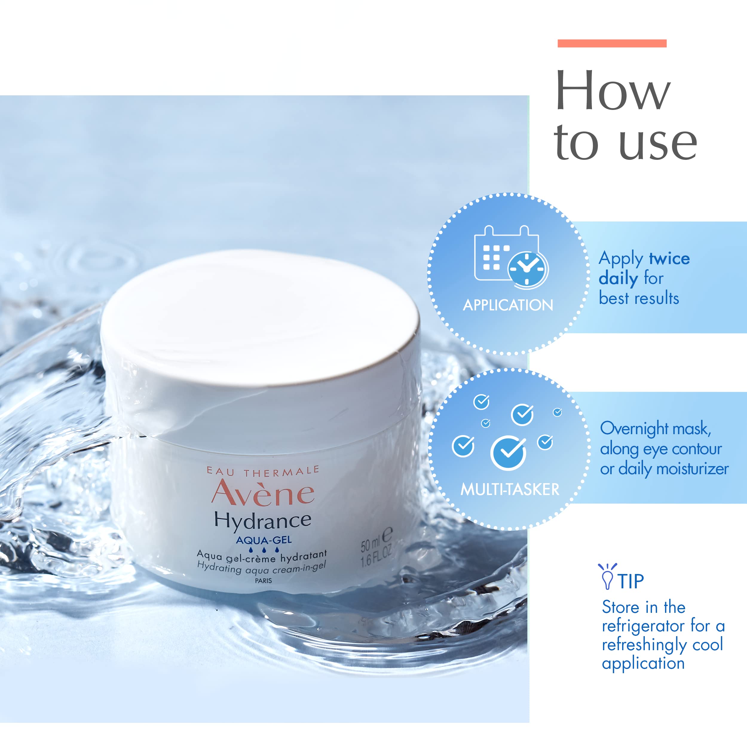 Avène Hydrance Hydrating Aqua Cream-in-Gel, 24 Hour Hydration, Antioxidant Protection, 1.6 Oz