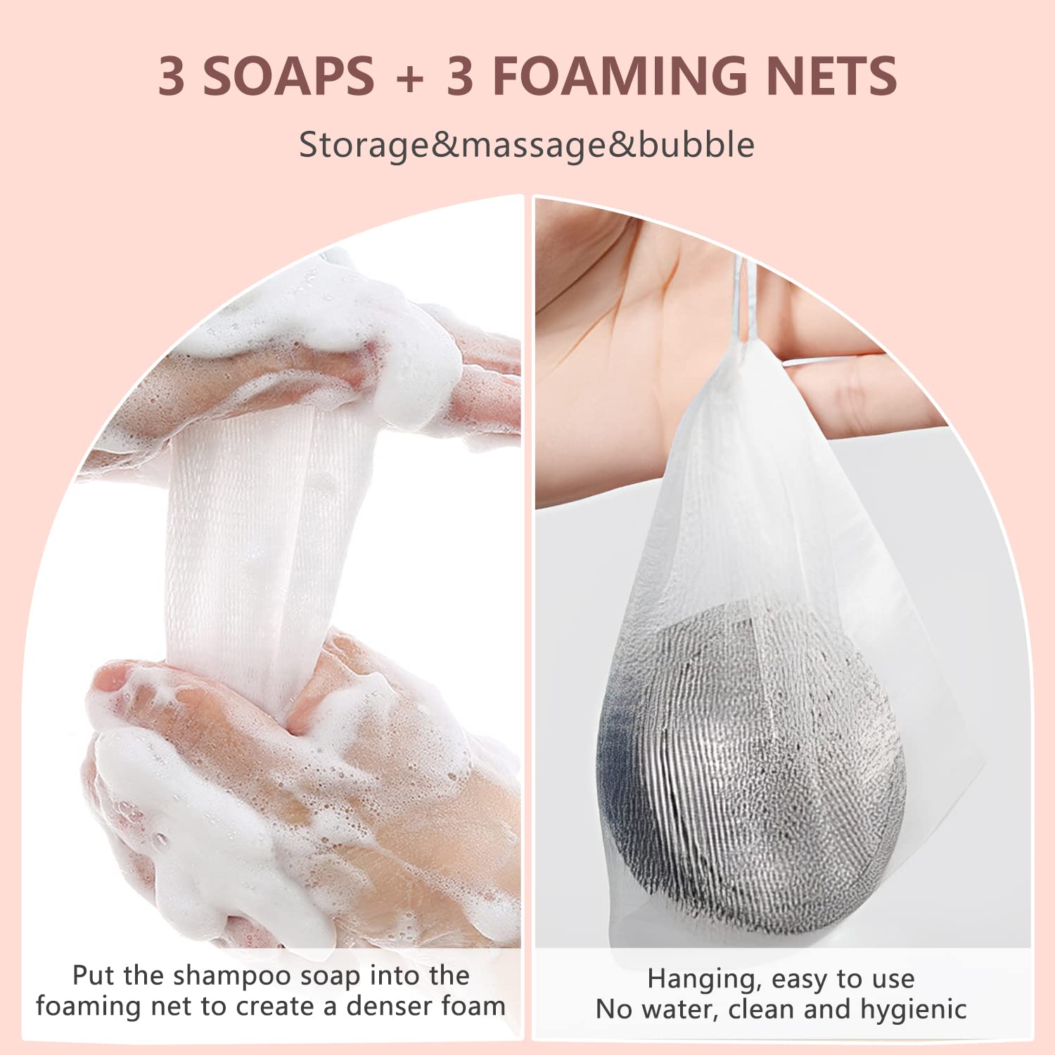 Black & Thick Hair Fallopia Multiflora Shampoo Bar,Polygonum Soap with Foaming Net,He Shou Wu Extract Shampoo,Deeply Cleanses Hair Scalp,Organic Moisturizes Repairs Hair Damage (3pcs)