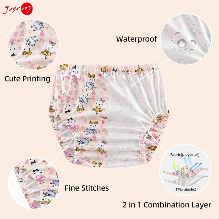 Joyo roy 4Pcs Diaper Covers for Girls Plastic Underwear for Potty Training Rubber Pants for Toddlers Reusable Swim Diaper Cover Waterproof Underwear Plastic Training Pants for Toddlers 2T
