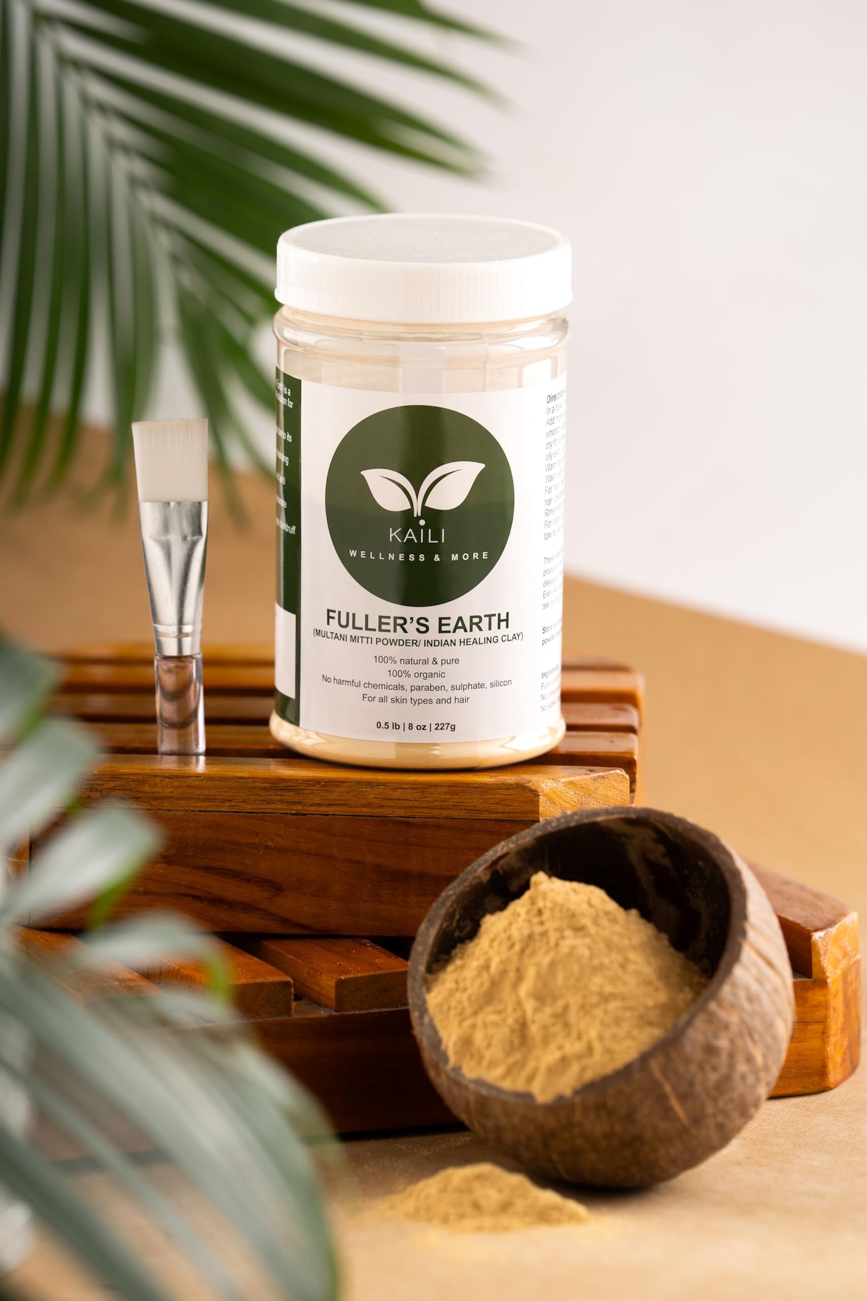Kaili Wellness and mores 100% Natural Bentonite Clay 8oz, Fuller's Earth(Multani Mitti) for DIY Pore Cleansing Face Pack, Hair Mask & Body Detox. 25% (2 oz) extra!