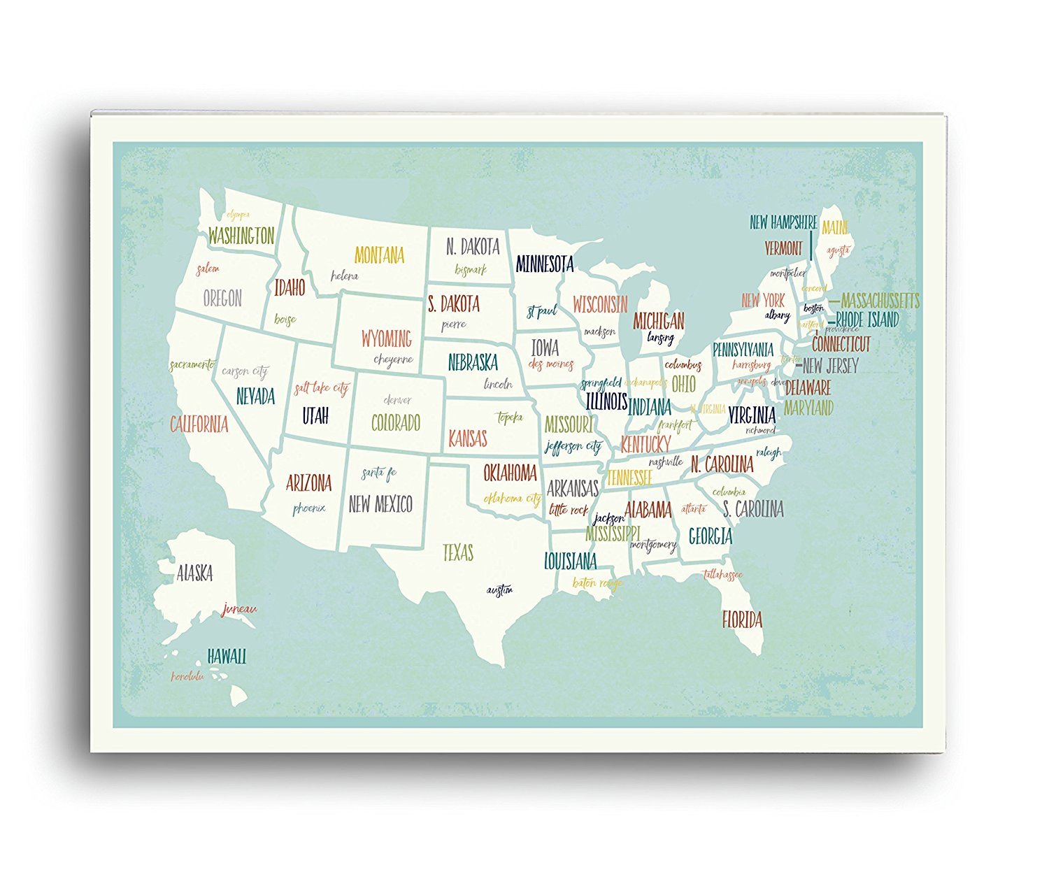 USA Wall Map Art Print, 08x10 Inch Print,Kid's USA Wall Map,Children's Room Decor, Gender Neutral Nursery, Travel Nursery Decor,United States of America Map