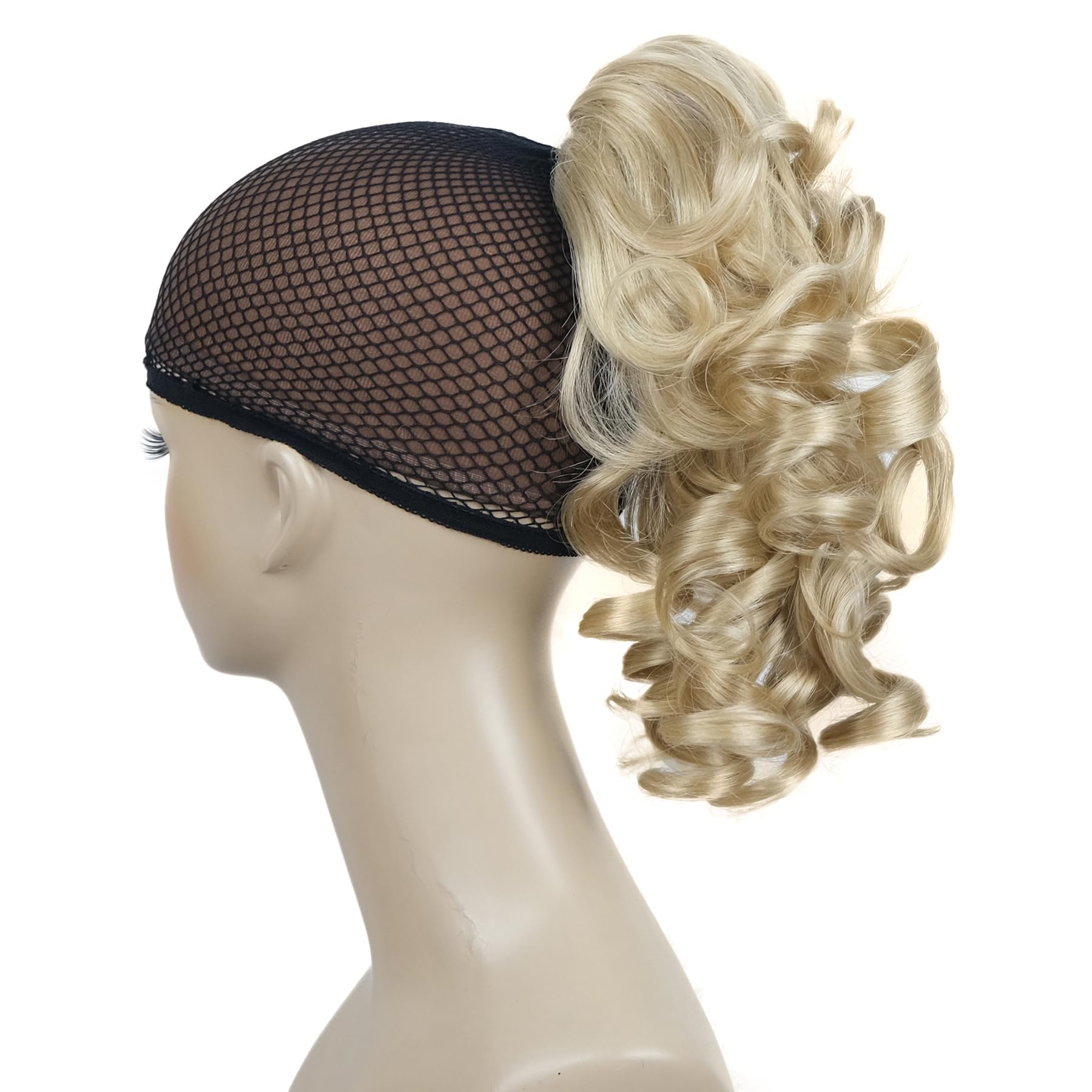 Lydell 12Hair Piece Ponytail Extension Curly Curled Nature Looking Heat-Resisting Different Colors (Bright Golden Blonde)