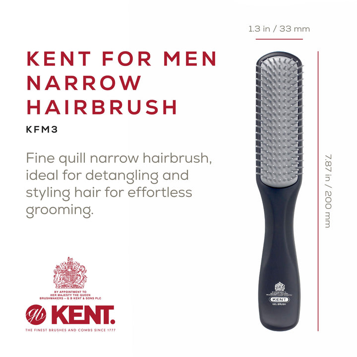 Kent Styler Brush for Thick and Short to Medium Hair for Unisex, Black