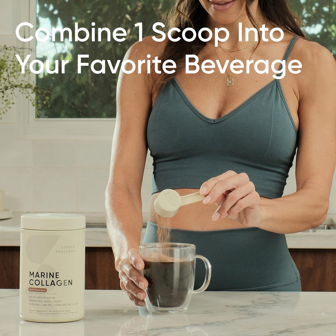 Sports Research Marine Collagen Peptides - Beauty Collagen Supplement for Women & Men - Post Workout Recovery Protein Powder with Vital Amino Acids for Hair, Skin, & Joint Support (Dark Chocolate)