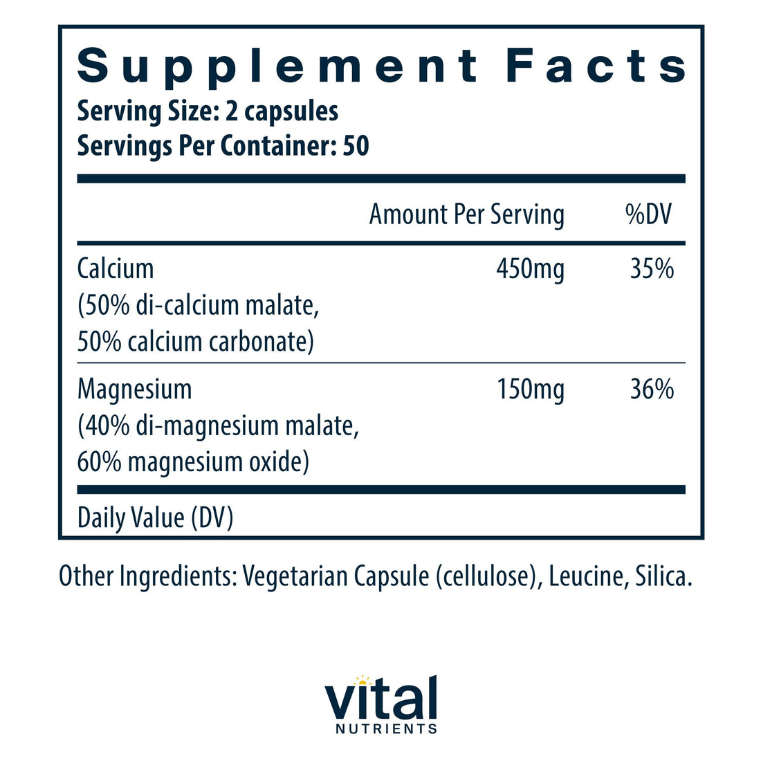 Vital Nutrients Calcium & Magnesium | Vegan Calcium Supplement with Magnesium | Support Bone Strength, Muscle, and Heart Health* | Gluten, Dairy, Soy Free | Non-GMO | 100 Capsules