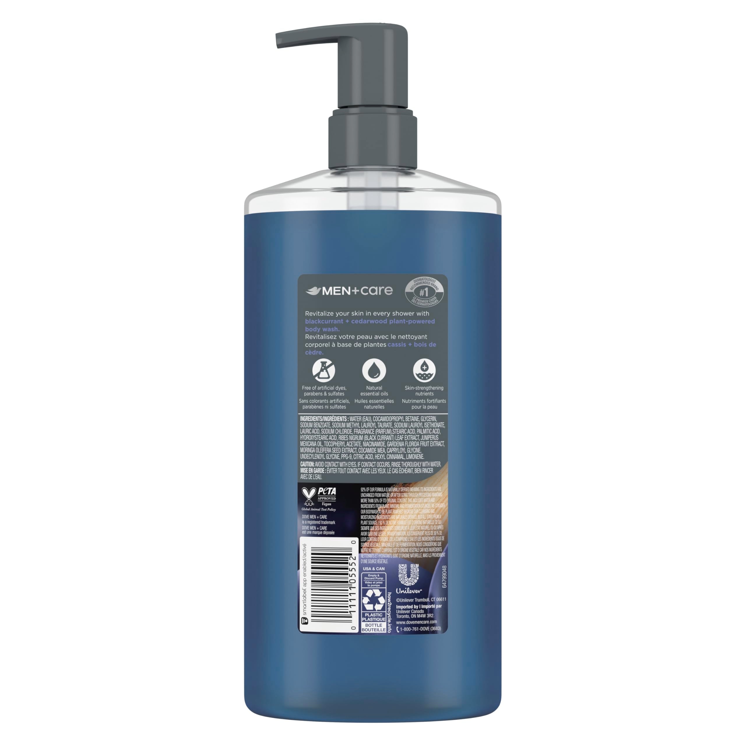 DOVE MEN + CARE Body Wash Blackcurrant to Rebuild Skin in the Shower with Plant-Based Cleansers and Moisturizers 26 Fl Oz